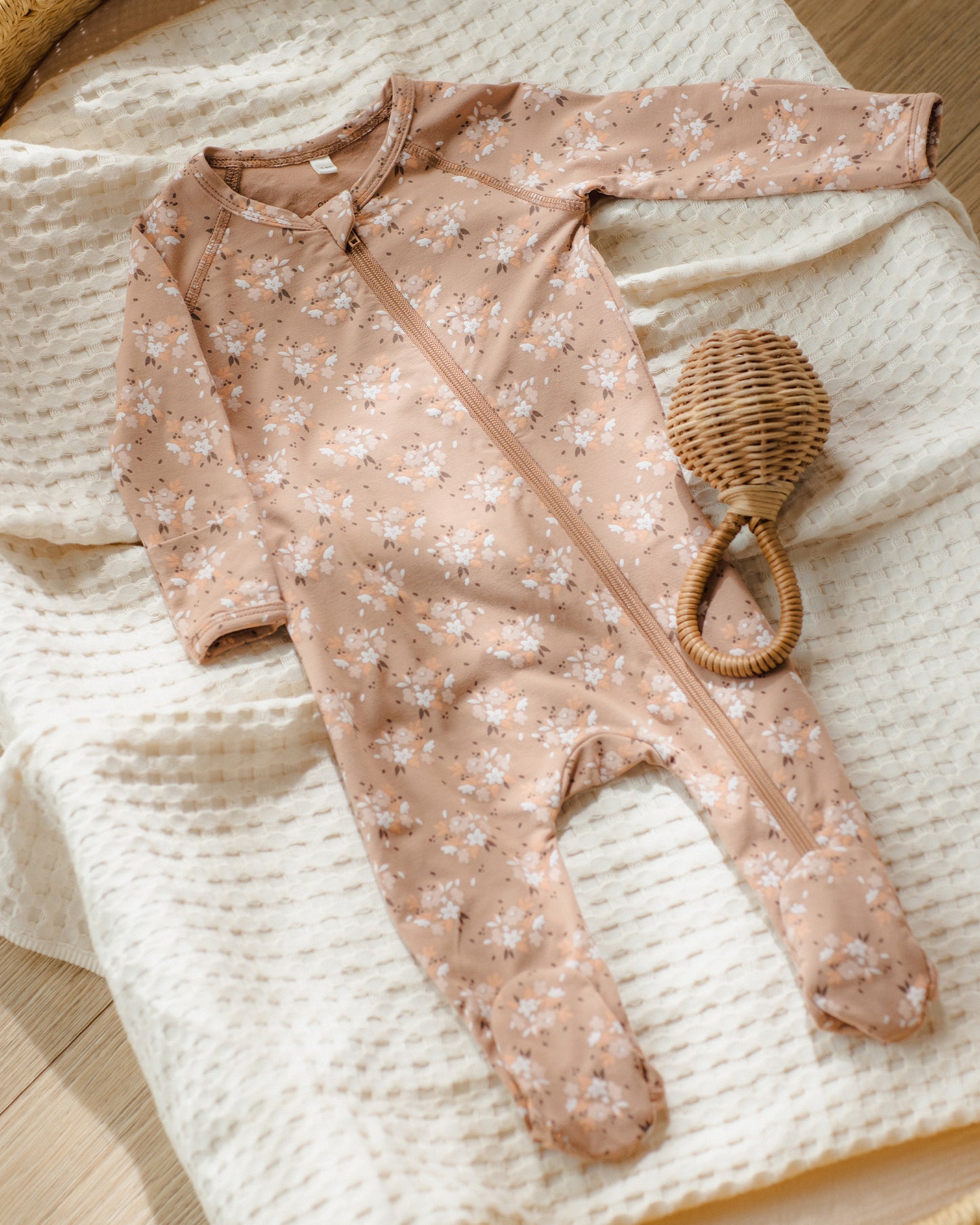 Bamboo Zip Footie Fall Floral - Rylee + Cru | Kids Clothes | Trendy Baby Clothes | Modern Infant Outfits |