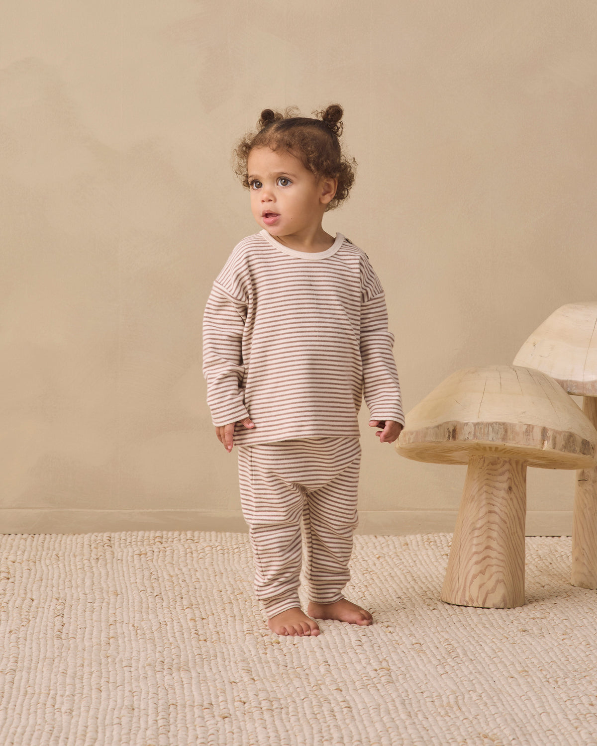 Drawstring Pant Cocoa Microstripe - Rylee + Cru | Kids Clothes | Trendy Baby Clothes | Modern Infant Outfits |