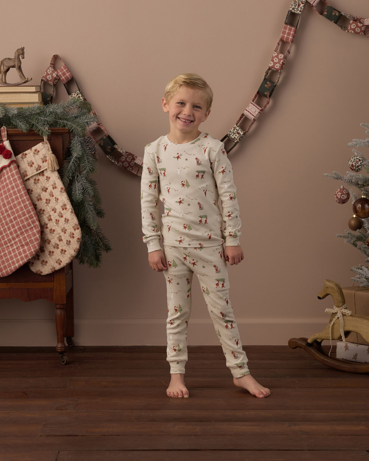 Organic Long Sleeve Pajama Set Gnome Village - Rylee + Cru | Kids Clothes | Trendy Baby Clothes | Modern Infant Outfits |