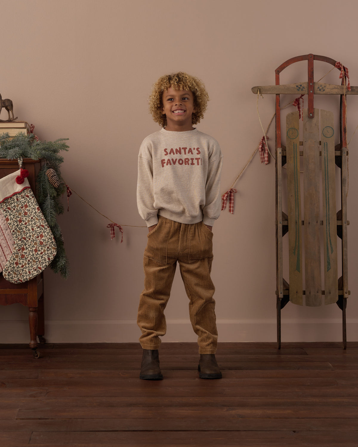 Relaxed Sweatshirt Santa's Favorite - Rylee + Cru | Kids Clothes | Trendy Baby Clothes | Modern Infant Outfits |