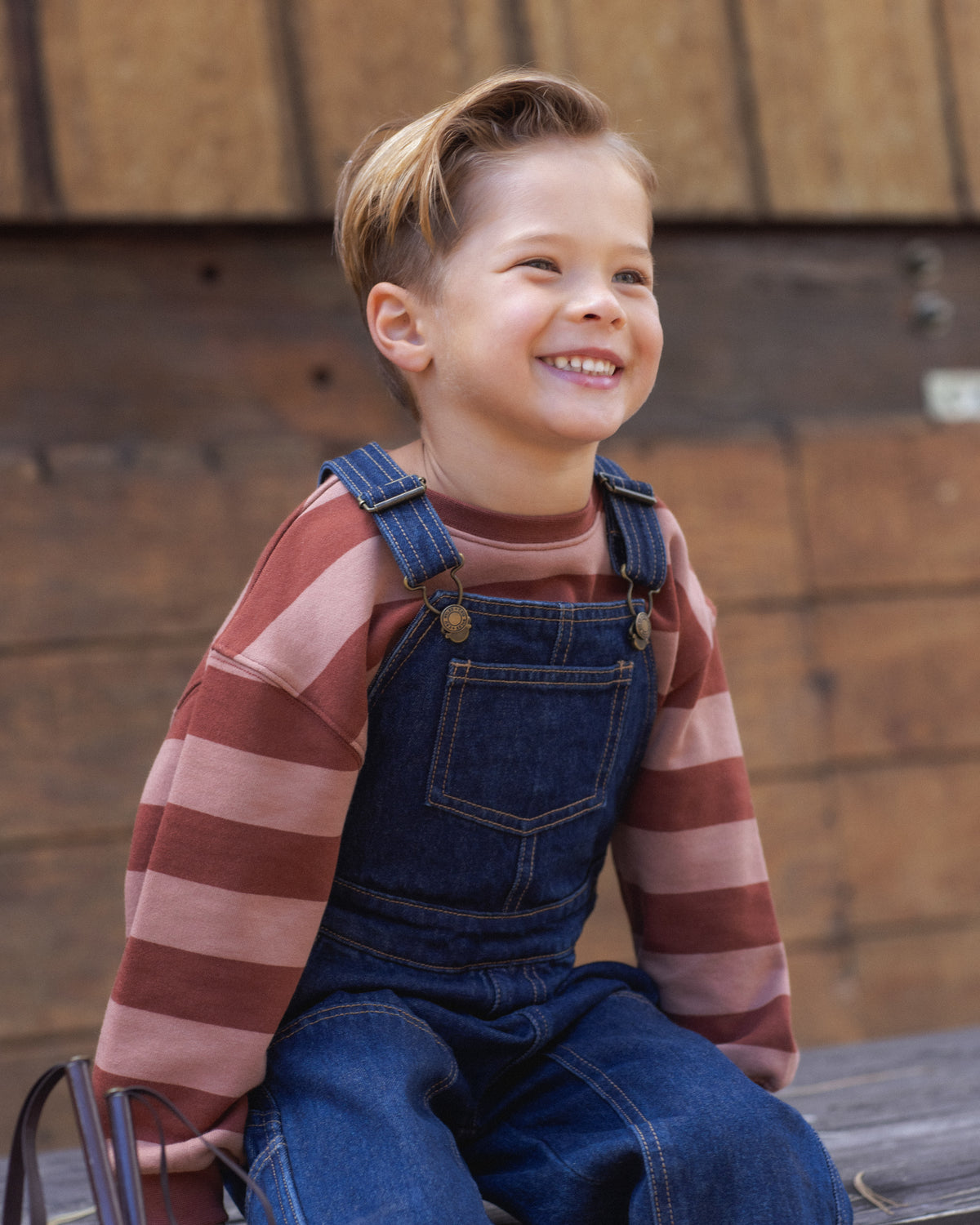 Oversized Sweatshirt Brick Stripe - Rylee + Cru | Kids Clothes | Trendy Baby Clothes | Modern Infant Outfits |
