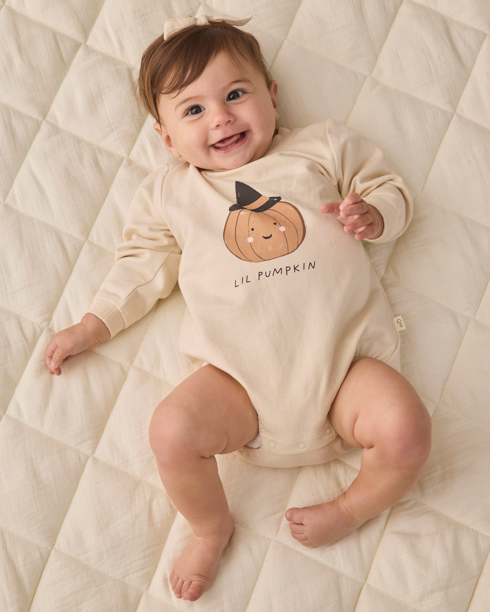 Crewneck Bubble Romper Lil Pumpkin - Rylee + Cru | Kids Clothes | Trendy Baby Clothes | Modern Infant Outfits |