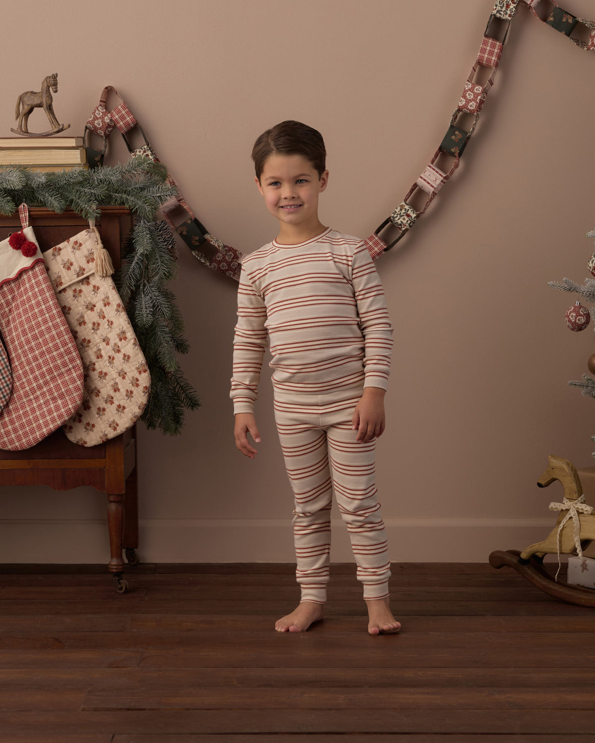 Organic Long Sleeve Pajama Set Holiday Stripe - Rylee + Cru | Kids Clothes | Trendy Baby Clothes | Modern Infant Outfits |
