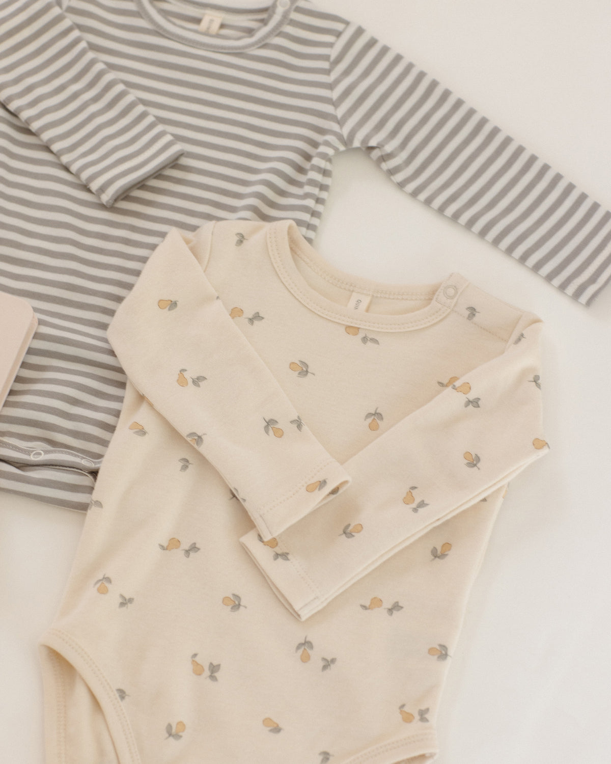 Jersey Bodysuit, 2 Pack Pears, Laurel Stripe - Rylee + Cru | Kids Clothes | Trendy Baby Clothes | Modern Infant Outfits |