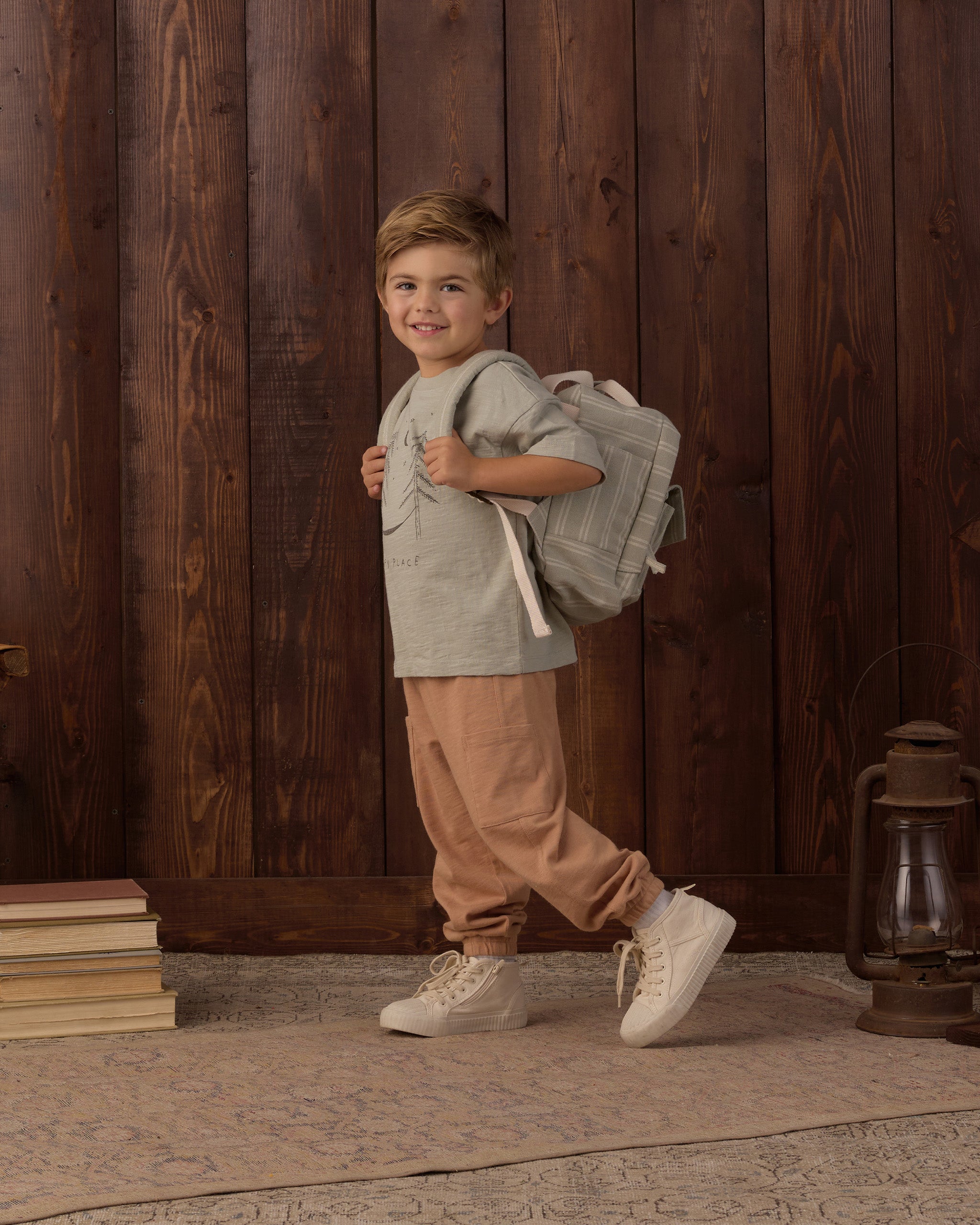 Mini Backpack Sage Pinstripe - Rylee + Cru | Kids Clothes | Trendy Baby Clothes | Modern Infant Outfits |