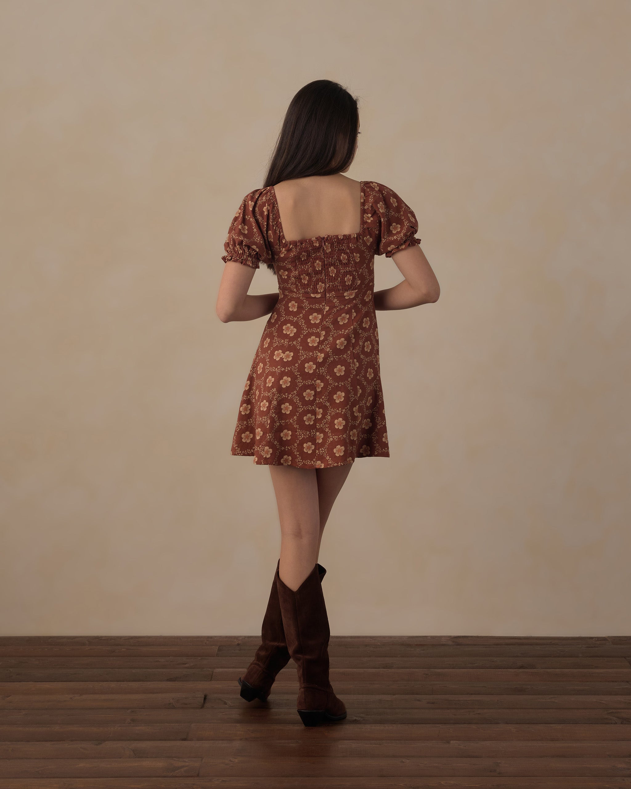 Teen Zoe Dress Brick Daisies – Rylee + Cru