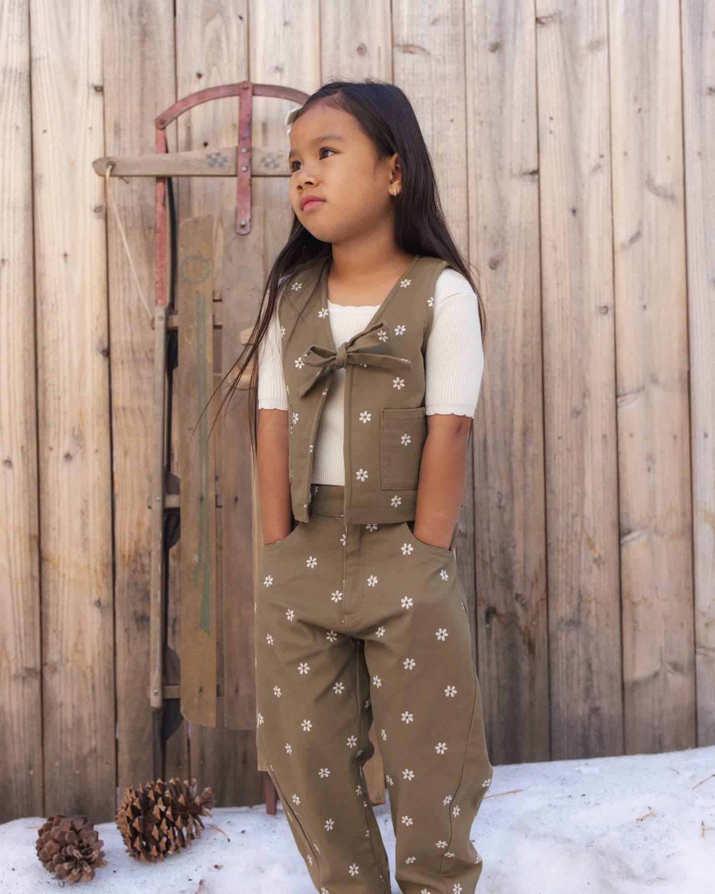 Utility Vest Embroidered Daisies - Rylee + Cru | Kids Clothes | Trendy Baby Clothes | Modern Infant Outfits |