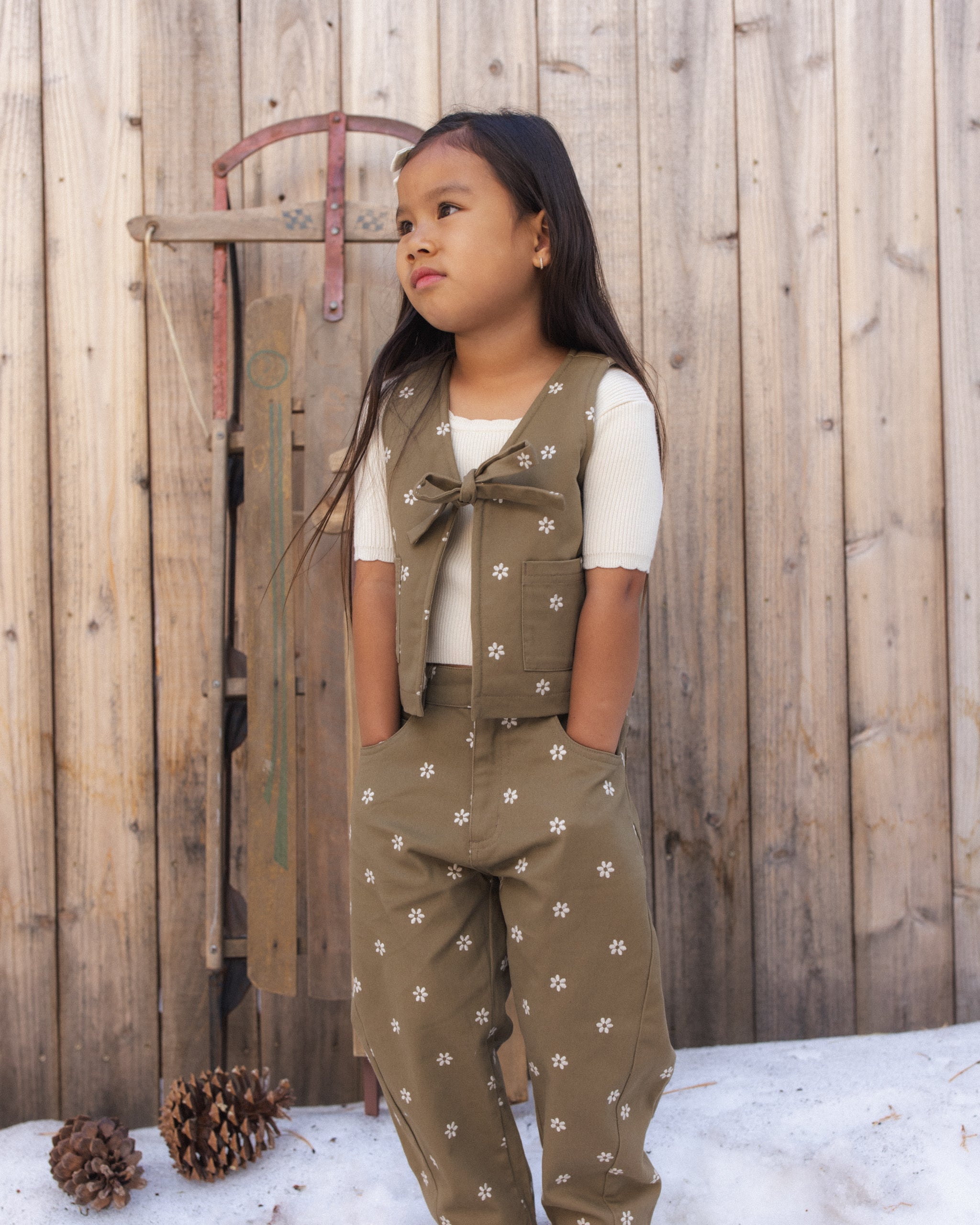 Utility Vest Embroidered Daisies - Rylee + Cru | Kids Clothes | Trendy Baby Clothes | Modern Infant Outfits |