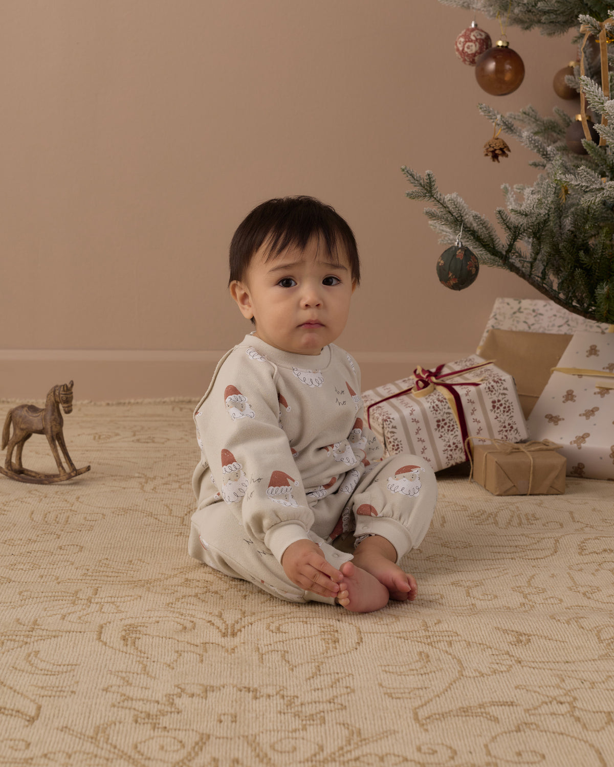 Raglan Jumpsuit Santa - Rylee + Cru | Kids Clothes | Trendy Baby Clothes | Modern Infant Outfits |