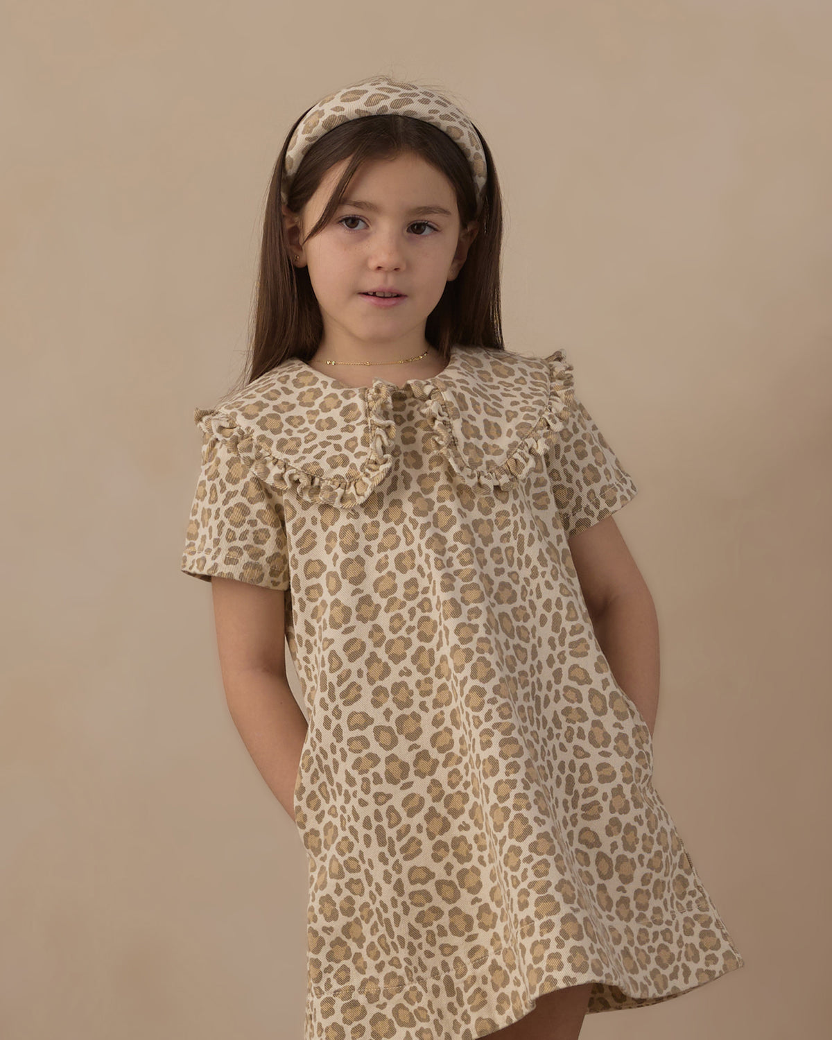 Collared Denim Mini Dress Leopard - Rylee + Cru | Kids Clothes | Trendy Baby Clothes | Modern Infant Outfits |