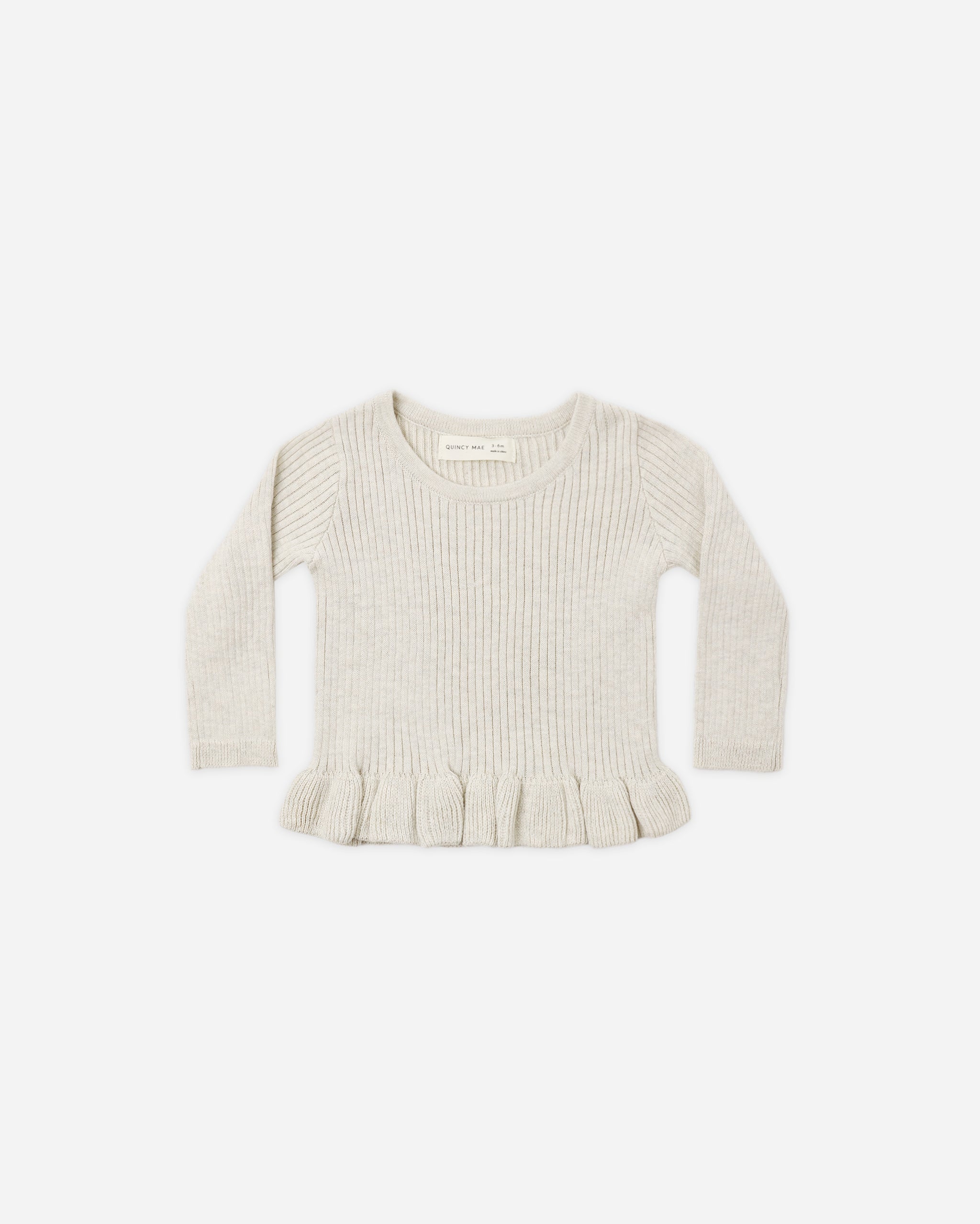 Rib Knit Peplum Top Heathered Oatmeal – Quincy Mae