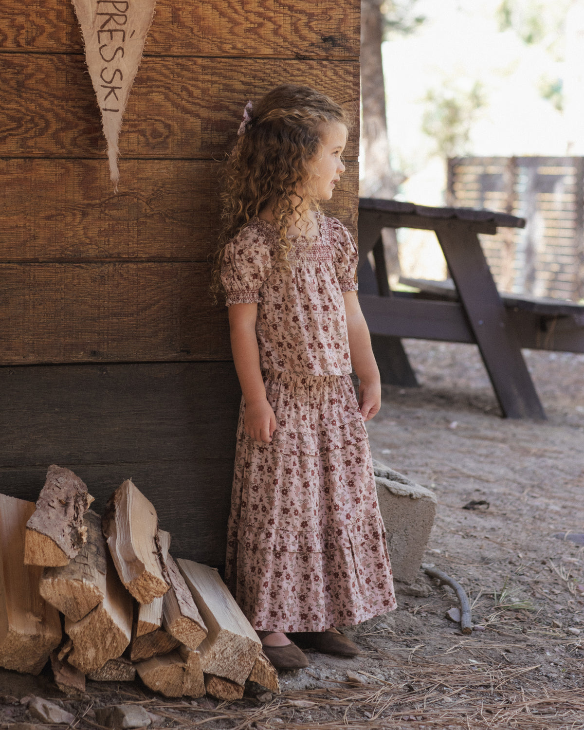 Ruffled Midi Skirt Pink Floral - Rylee + Cru | Kids Clothes | Trendy Baby Clothes | Modern Infant Outfits |