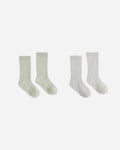Ribbed Socks, 2-Pack Fog, Sage - Rylee + Cru | Kids Clothes | Trendy Baby Clothes | Modern Infant Outfits |