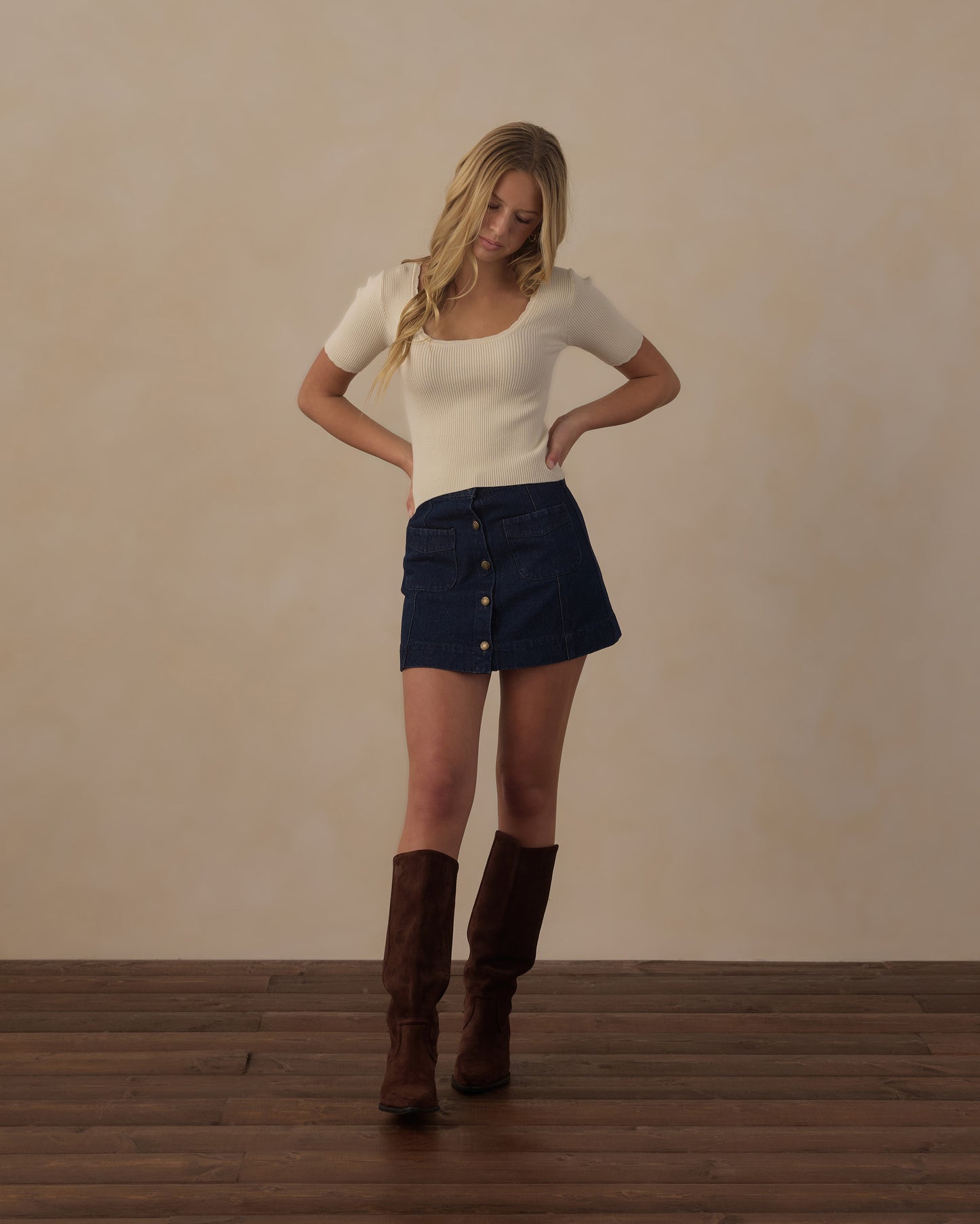 Teen Scallop Tee Natural - Rylee + Cru | Kids Clothes | Trendy Baby Clothes | Modern Infant Outfits |
