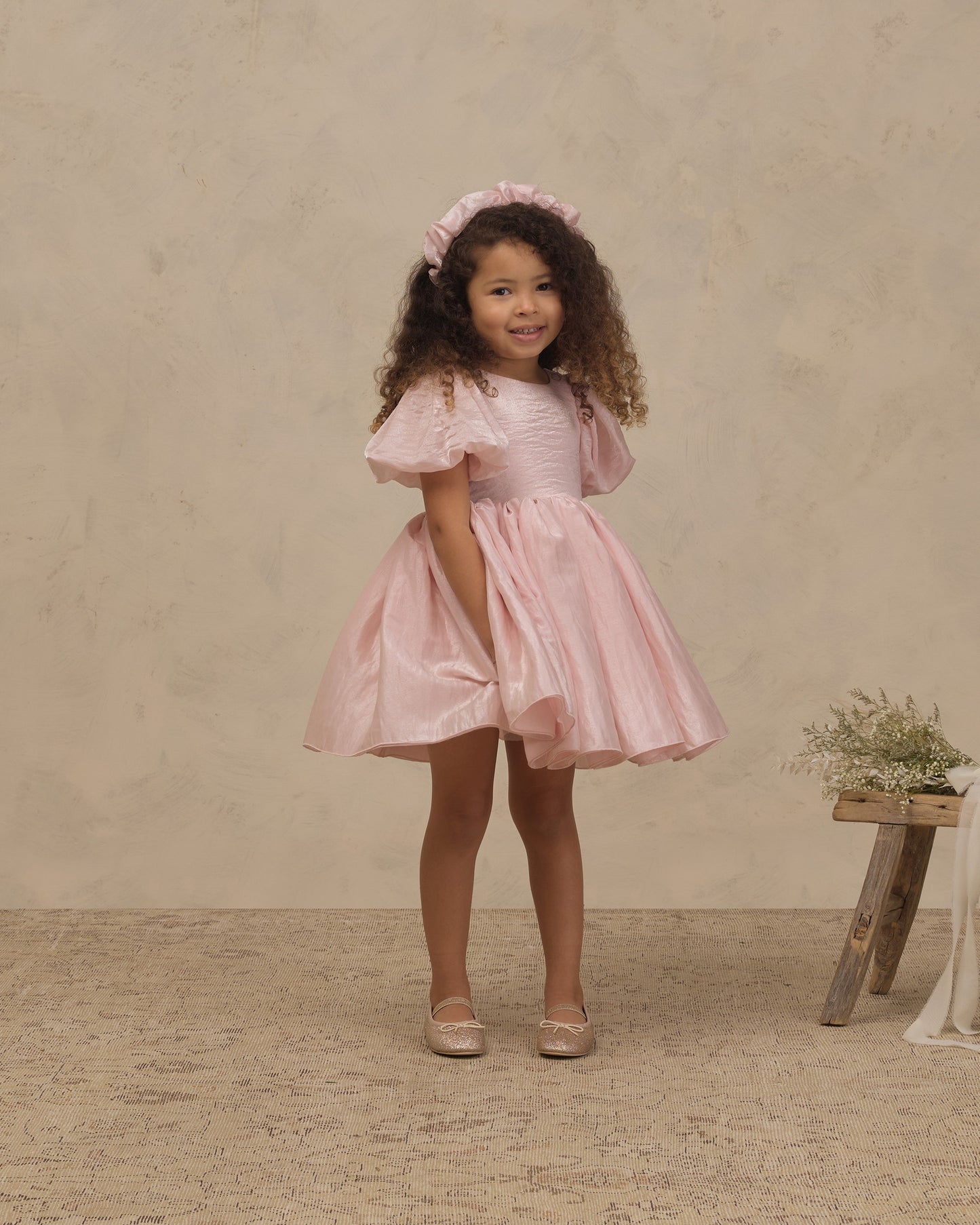 Gathered Headband Rose Shimmer - Rylee + Cru | Kids Clothes | Trendy Baby Clothes | Modern Infant Outfits |