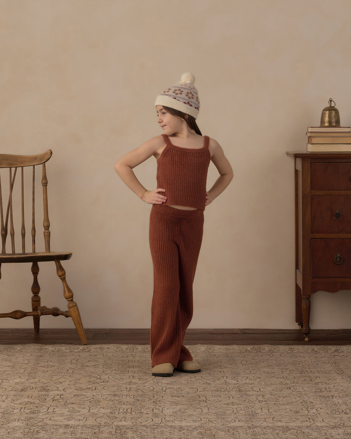 Fuzzy Knit Lounge Set Brick - Rylee + Cru | Kids Clothes | Trendy Baby Clothes | Modern Infant Outfits |