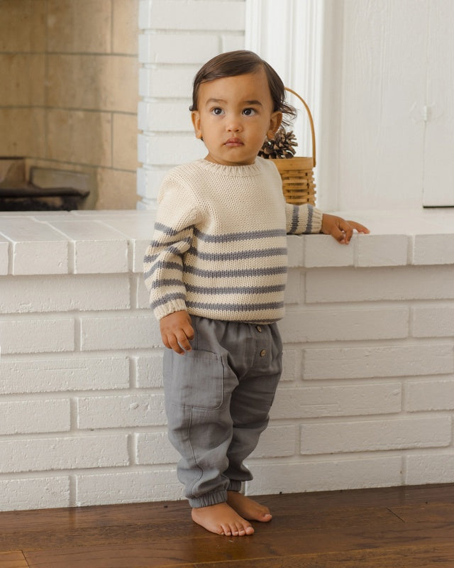 Rex Sweater Slate Stripe - Rylee + Cru | Kids Clothes | Trendy Baby Clothes | Modern Infant Outfits |