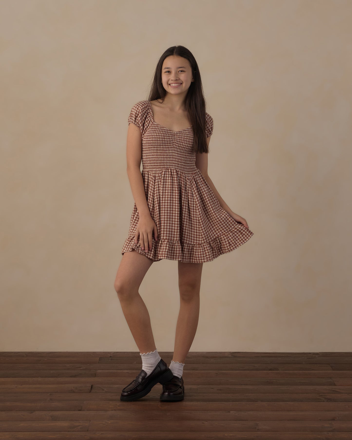 Teen Stella Dress Brick Check - Rylee + Cru | Kids Clothes | Trendy Baby Clothes | Modern Infant Outfits |