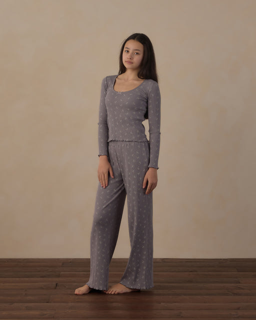 Teen Ribbed Lounge Set Slate Bloom - Rylee + Cru | Kids Clothes | Trendy Baby Clothes | Modern Infant Outfits |