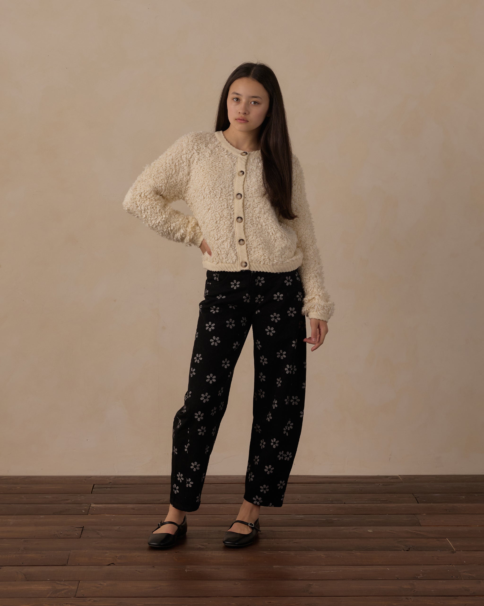 Teen Barrel Pant Black Daisy - Rylee + Cru | Kids Clothes | Trendy Baby Clothes | Modern Infant Outfits |