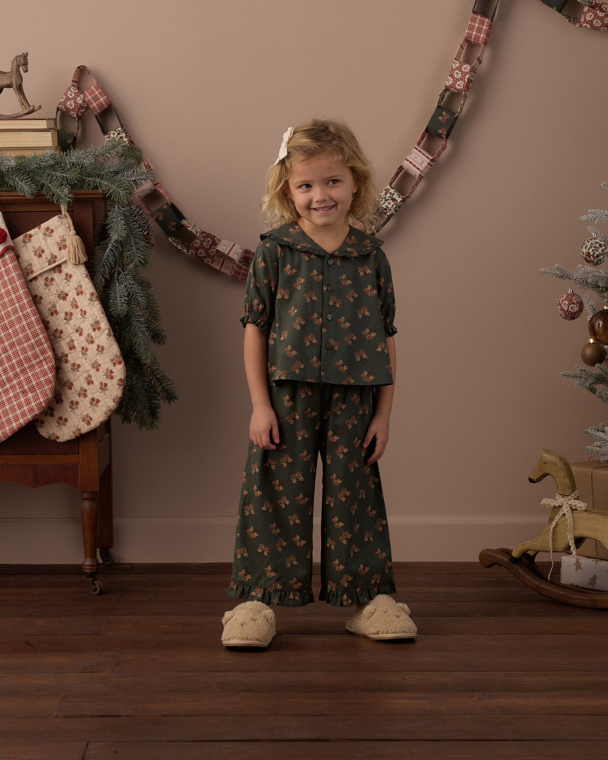 Ruffle Pajamas Evergreen Bouquet - Rylee + Cru | Kids Clothes | Trendy Baby Clothes | Modern Infant Outfits |