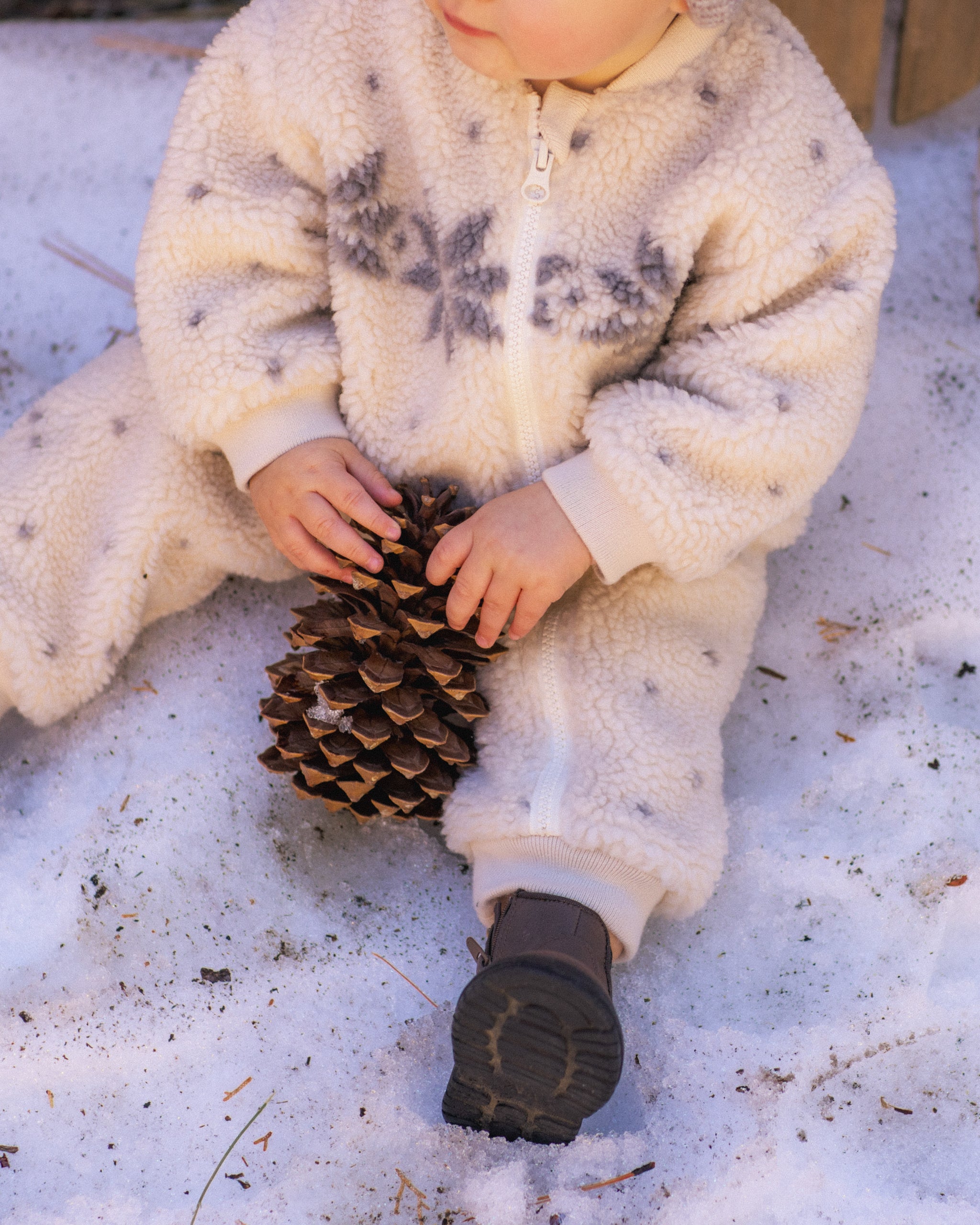 Shearling Baby Jumpsuit Natural Fair Isle - Rylee + Cru | Kids Clothes | Trendy Baby Clothes | Modern Infant Outfits |