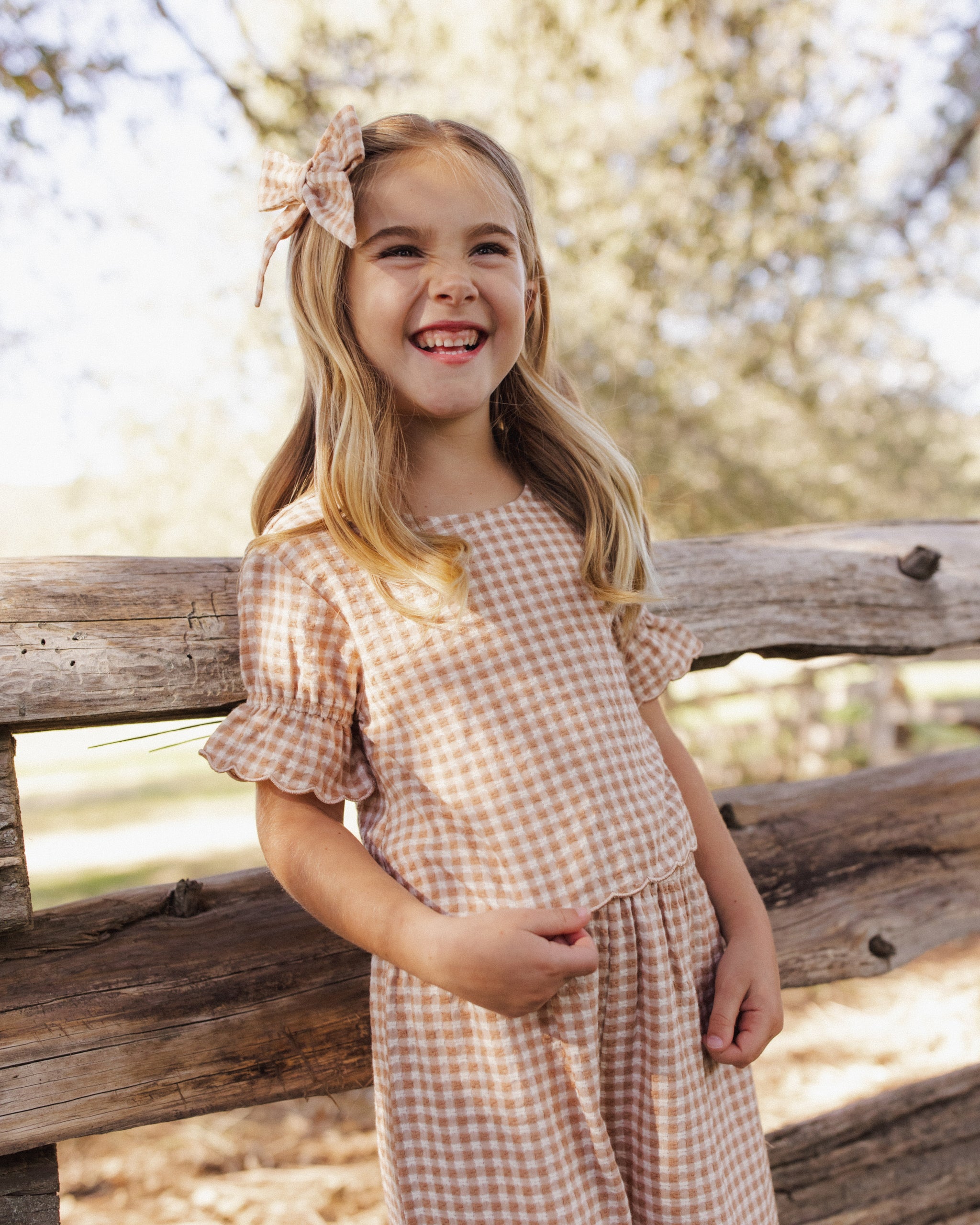 Francie Blouse Fawn Gingham - Rylee + Cru | Kids Clothes | Trendy Baby Clothes | Modern Infant Outfits |