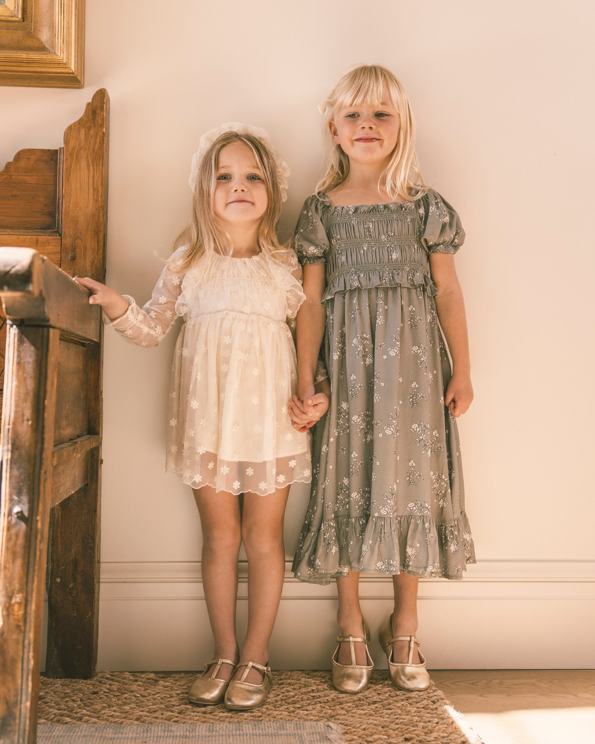Maggie Dress Eucalyptus French Floral - Rylee + Cru | Kids Clothes | Trendy Baby Clothes | Modern Infant Outfits |