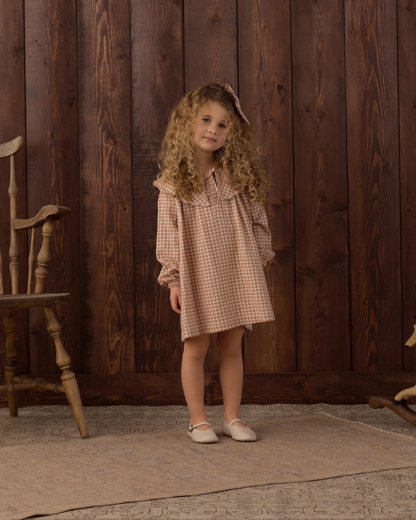 Collette Mini Dress Fawn Gingham - Rylee + Cru | Kids Clothes | Trendy Baby Clothes | Modern Infant Outfits |