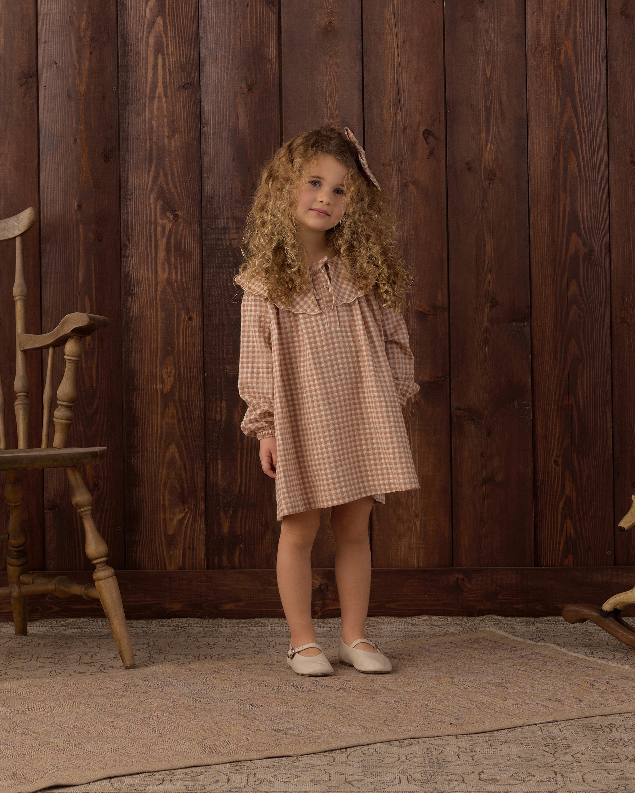 Collette Mini Dress Fawn Gingham - Rylee + Cru | Kids Clothes | Trendy Baby Clothes | Modern Infant Outfits |