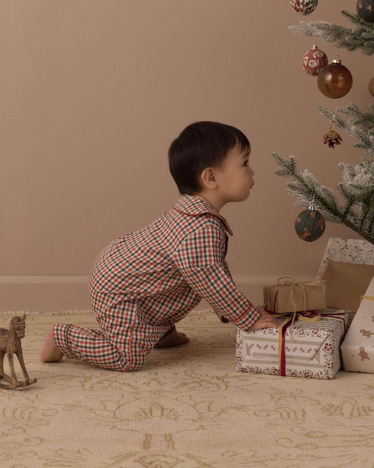 Baby Pajama Romper Holiday Gingham - Rylee + Cru | Kids Clothes | Trendy Baby Clothes | Modern Infant Outfits |