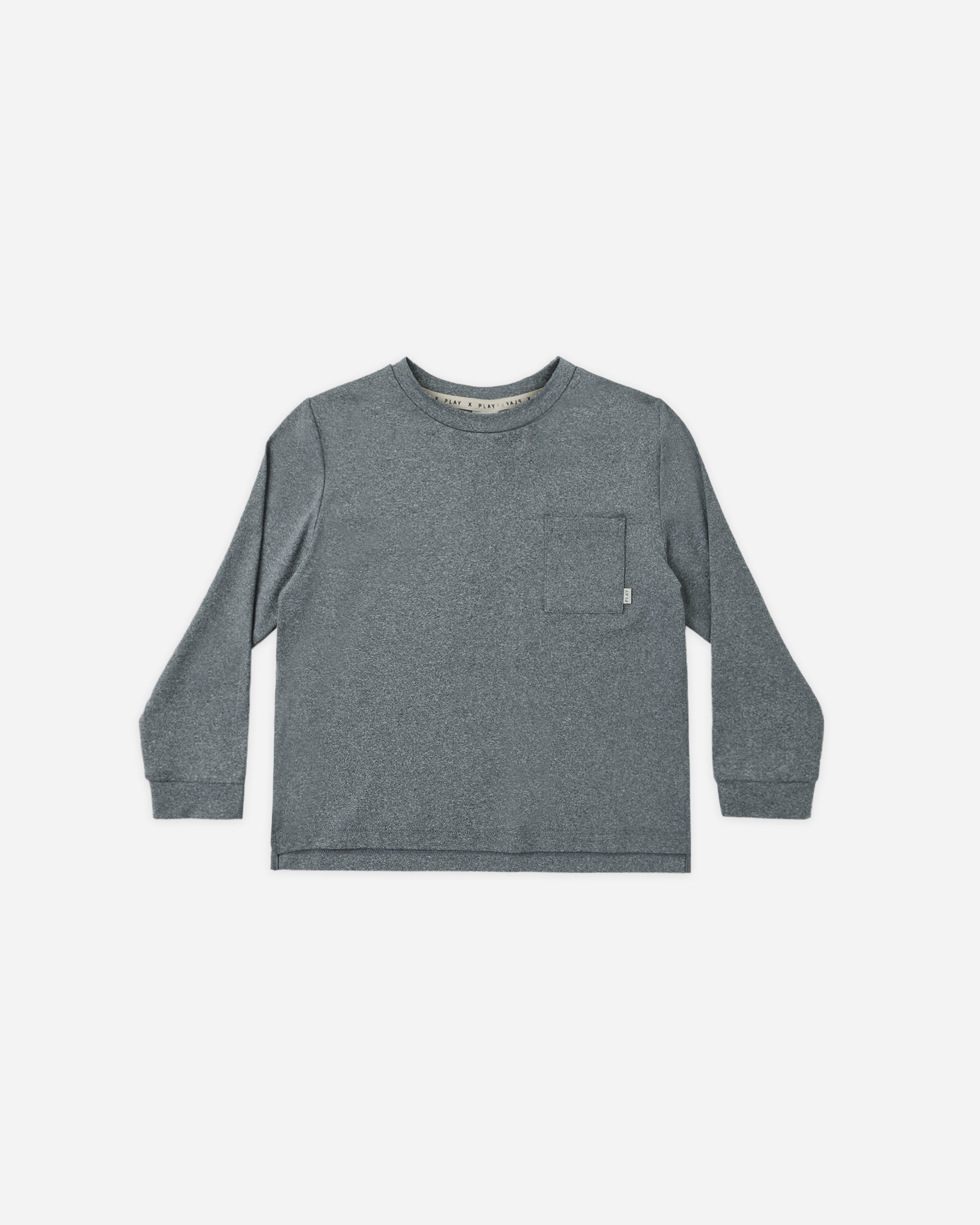 Long Sleeve Pocket Tee Heathered Midnight - Rylee + Cru | Kids Clothes | Trendy Baby Clothes | Modern Infant Outfits |
