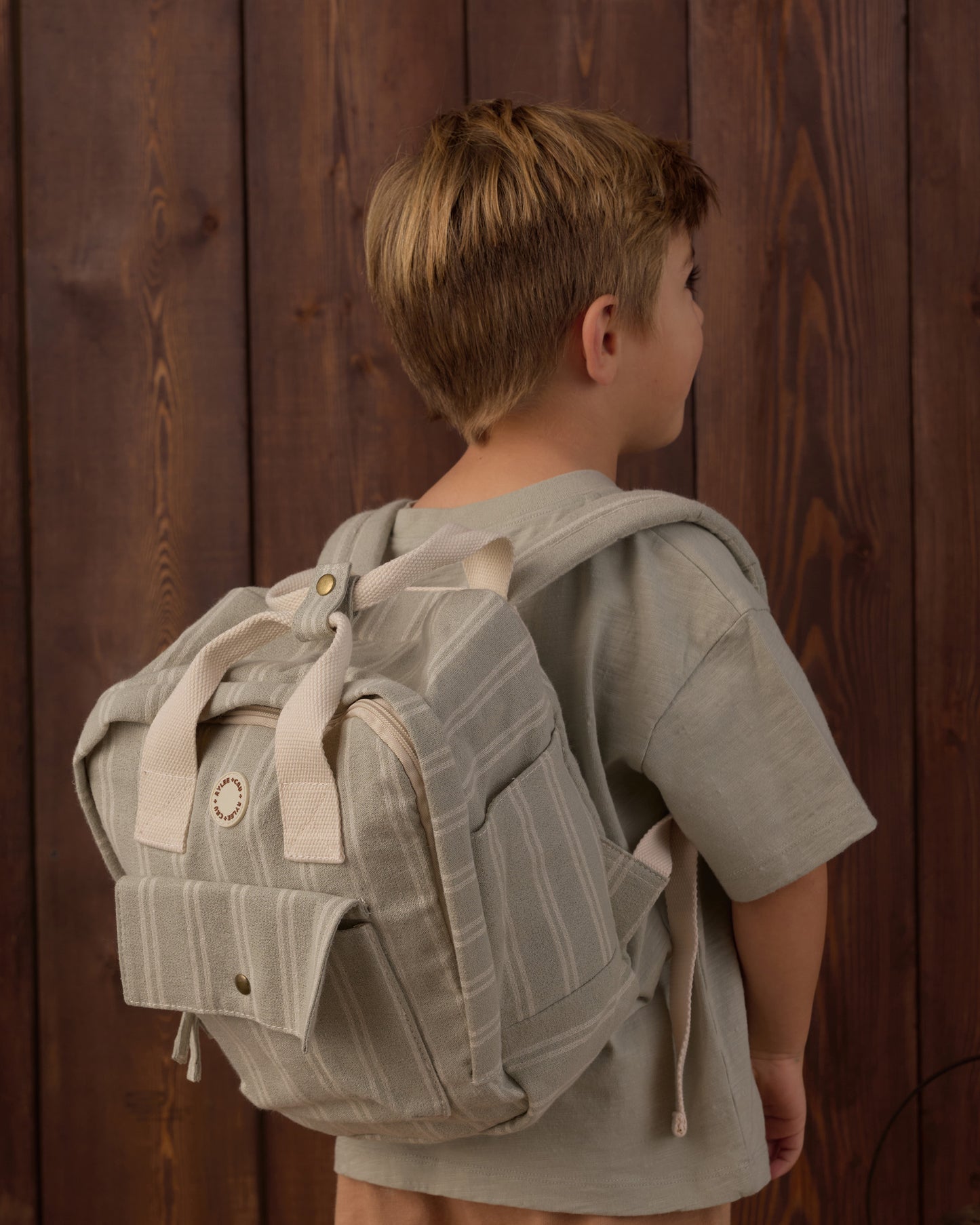 Mini Backpack Sage Pinstripe - Rylee + Cru | Kids Clothes | Trendy Baby Clothes | Modern Infant Outfits |