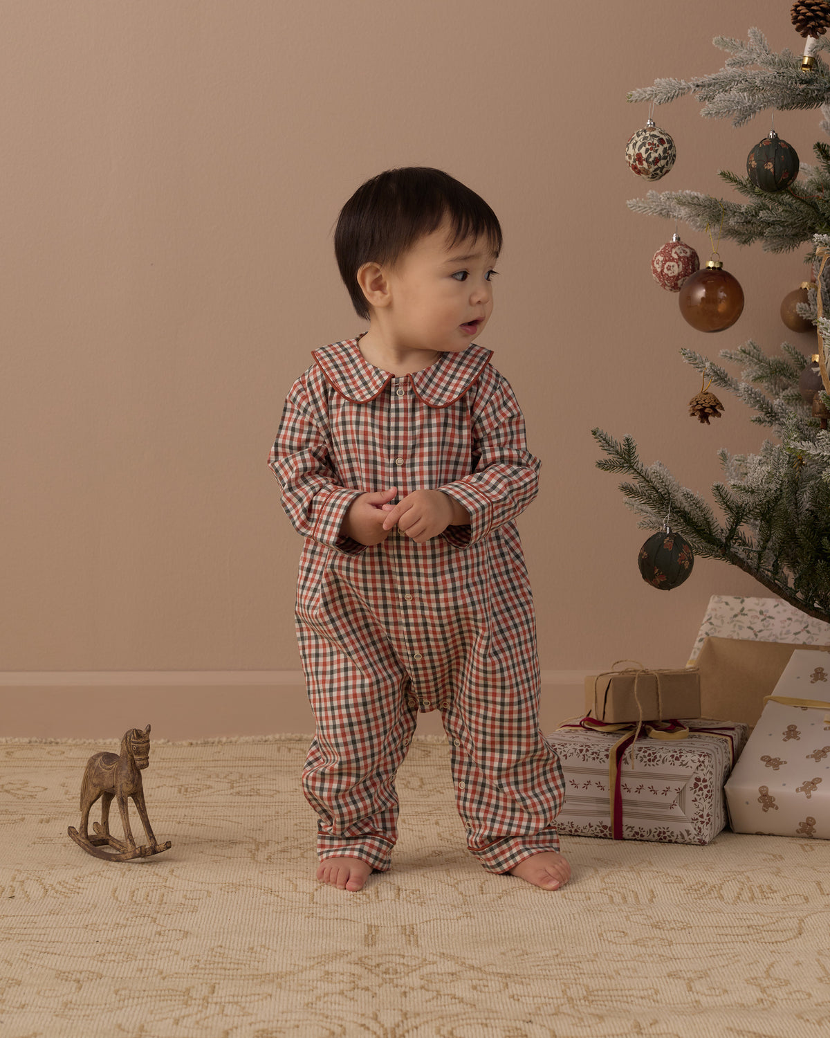 Baby Pajama Romper Holiday Gingham - Rylee + Cru | Kids Clothes | Trendy Baby Clothes | Modern Infant Outfits |