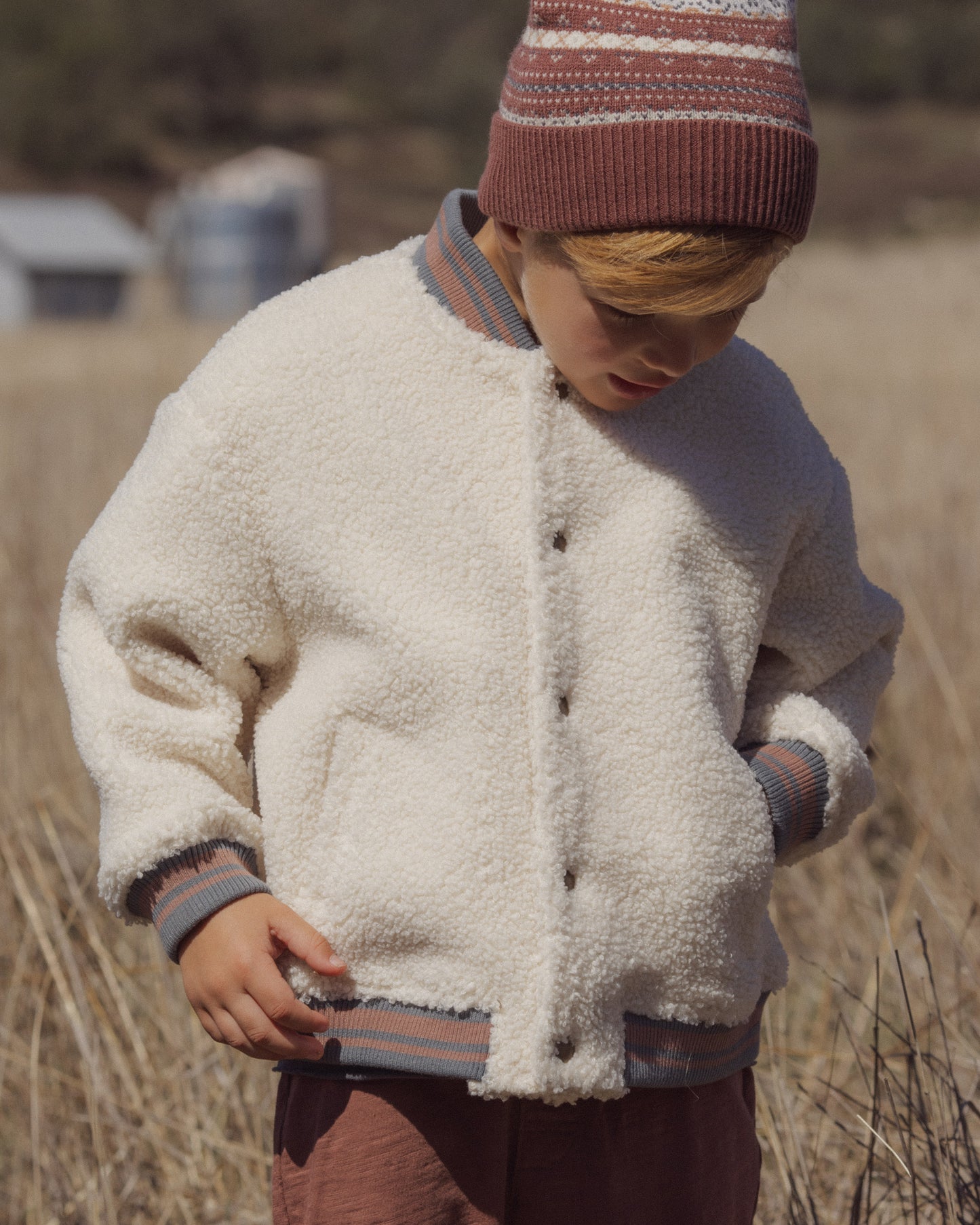 Sherpa Bomber Natural - Rylee + Cru | Kids Clothes | Trendy Baby Clothes | Modern Infant Outfits |