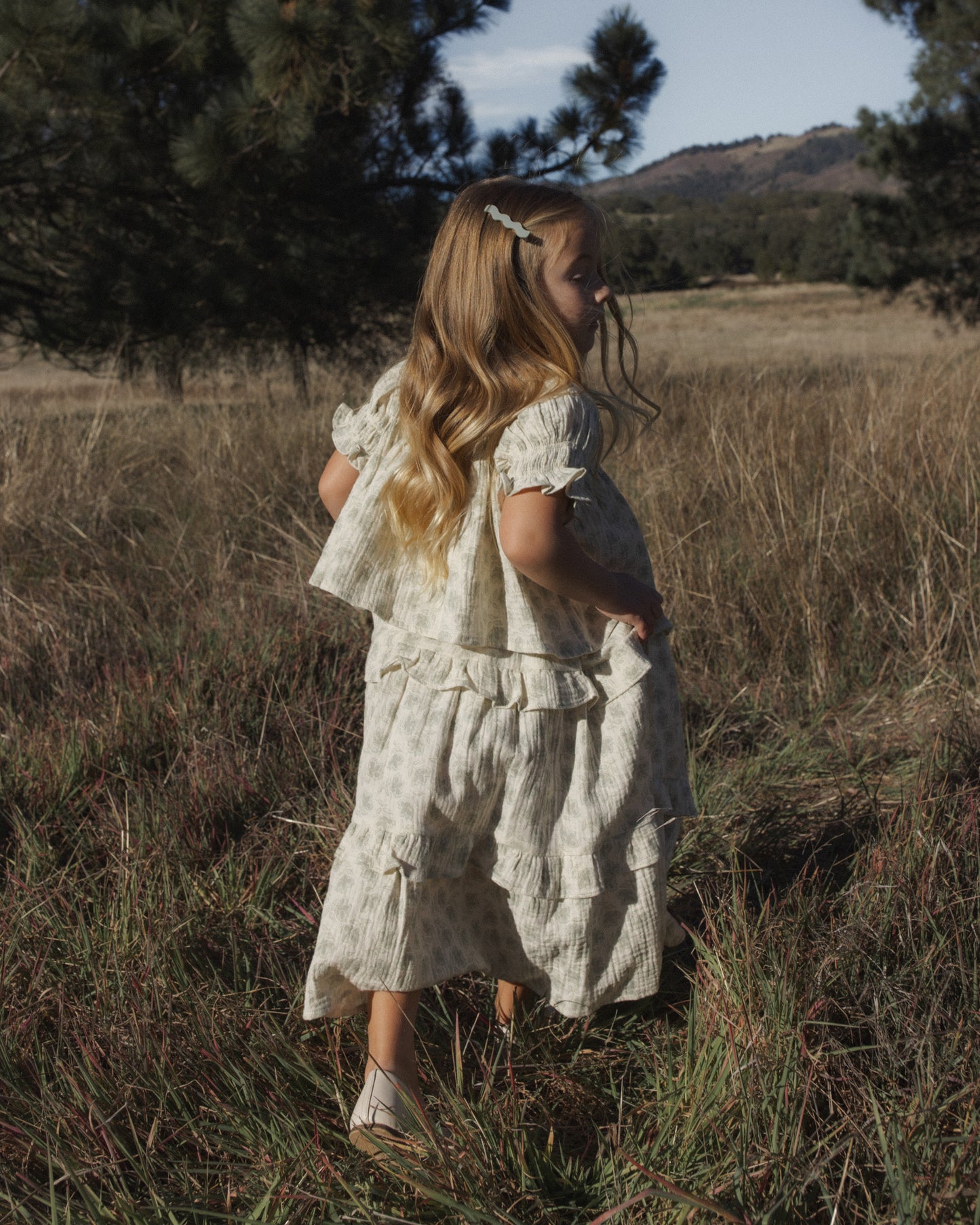 Ruffled Midi Skirt Green Iris - Rylee + Cru | Kids Clothes | Trendy Baby Clothes | Modern Infant Outfits |