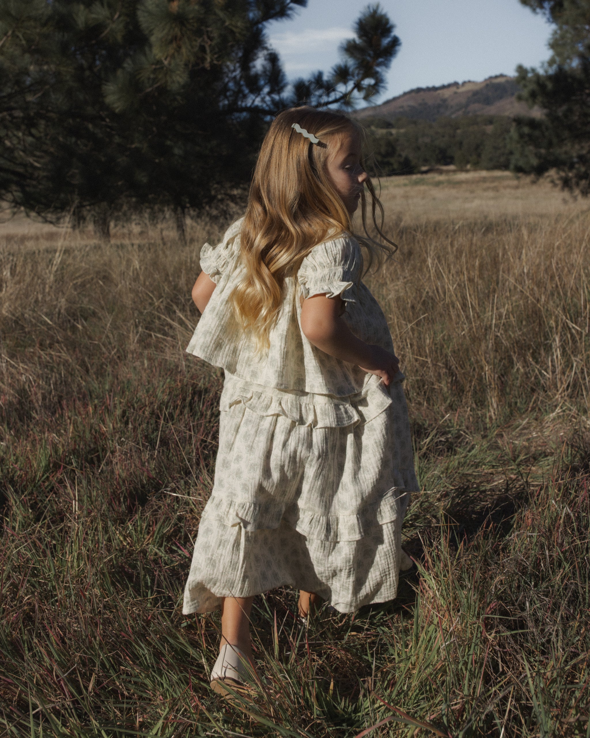 Ruffled Midi Skirt Green Iris - Rylee + Cru | Kids Clothes | Trendy Baby Clothes | Modern Infant Outfits |