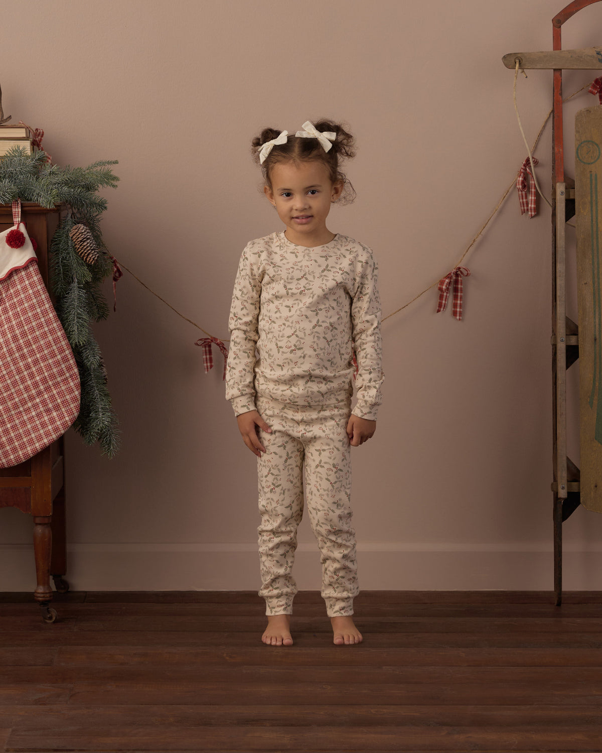 Organic Long Sleeve Pajama Set Holly Fleur - Rylee + Cru | Kids Clothes | Trendy Baby Clothes | Modern Infant Outfits |