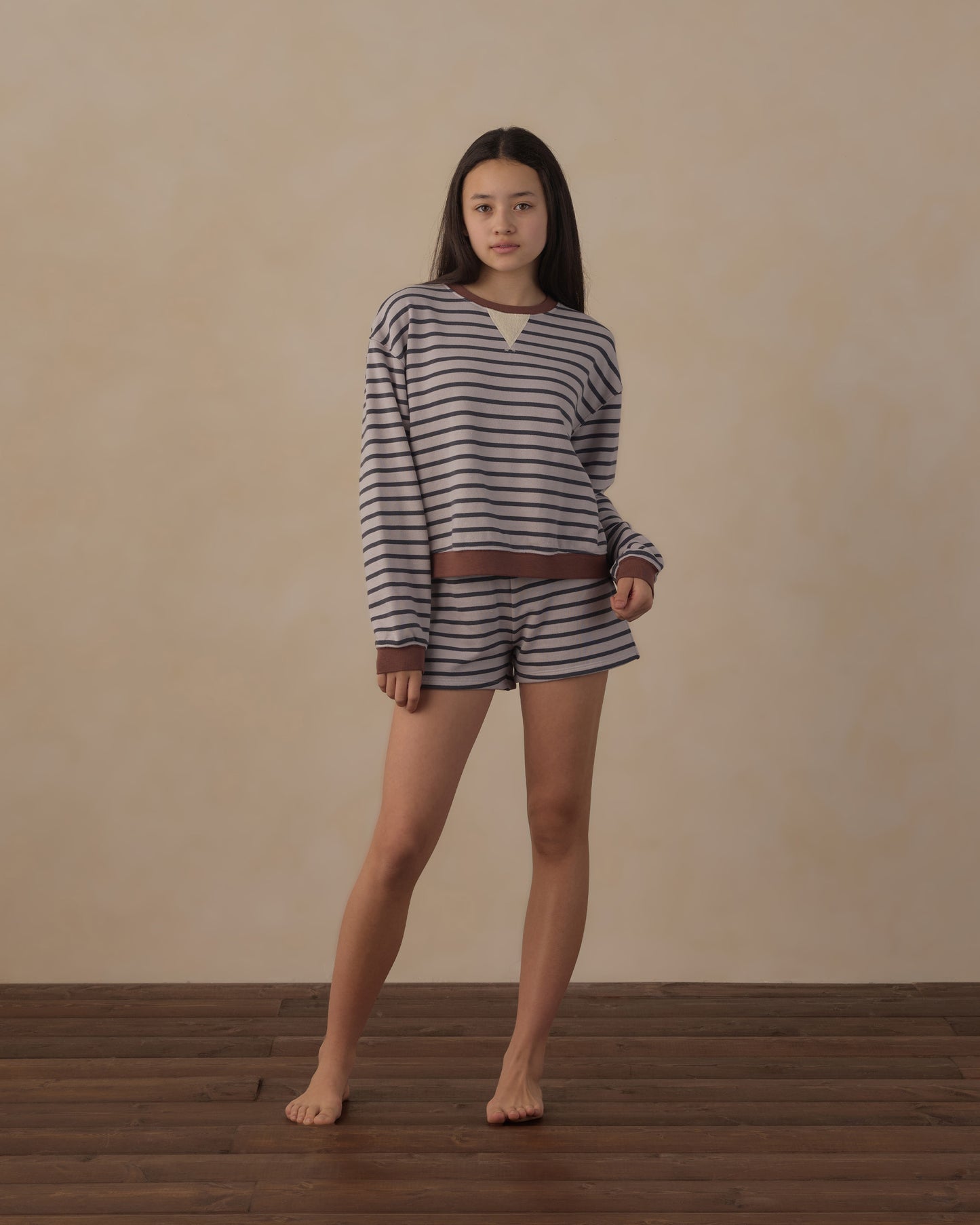 Teen Oversized Crew Sweatshirt Midnight Stripe - Rylee + Cru | Kids Clothes | Trendy Baby Clothes | Modern Infant Outfits |