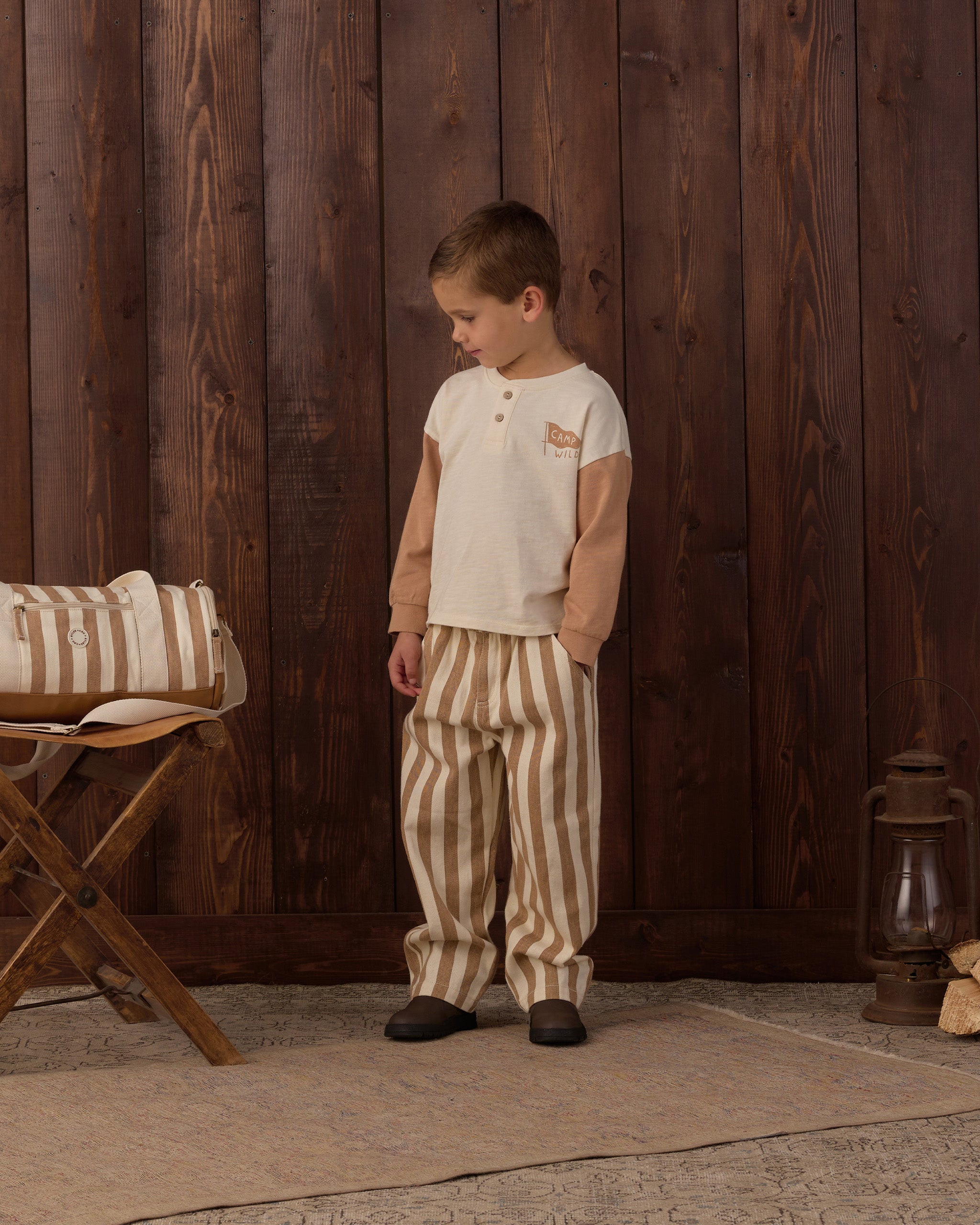 Duffle Bag Fawn Pinstripe - Rylee + Cru | Kids Clothes | Trendy Baby Clothes | Modern Infant Outfits |