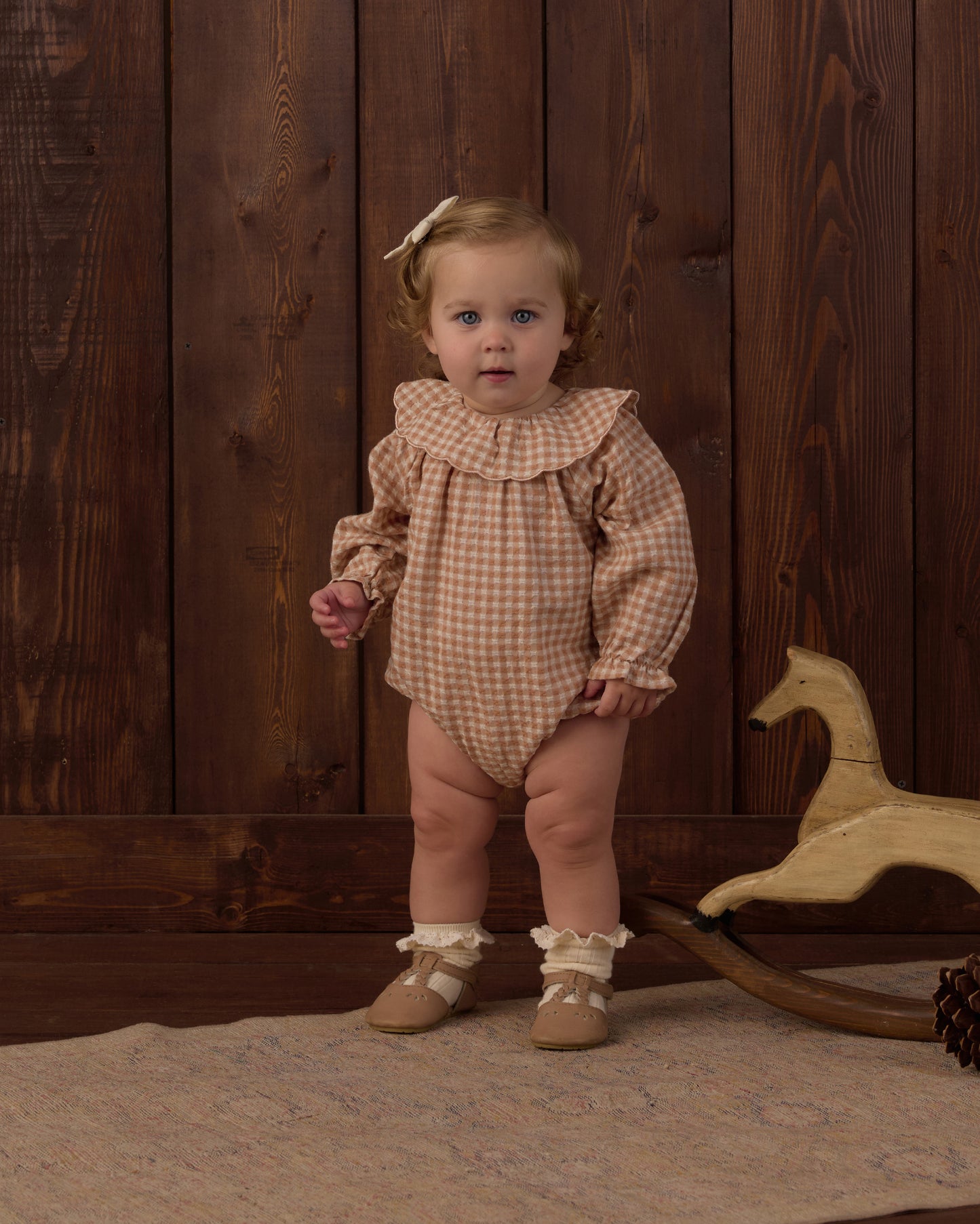 Colette Romper Fawn Gingham - Rylee + Cru | Kids Clothes | Trendy Baby Clothes | Modern Infant Outfits |