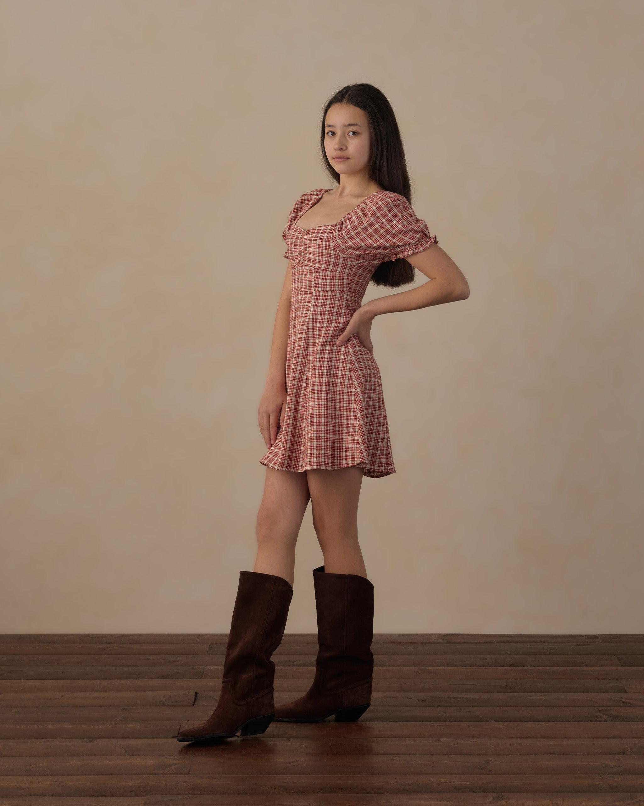 チェック柄ドレスの人形　50c vintage ティーン ゾーイ ドレス ヴィンテージ チェック柄 – Rylee + Cru
