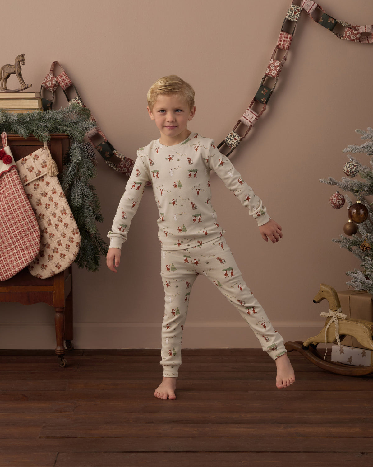 Organic Long Sleeve Pajama Set Gnome Village - Rylee + Cru | Kids Clothes | Trendy Baby Clothes | Modern Infant Outfits |