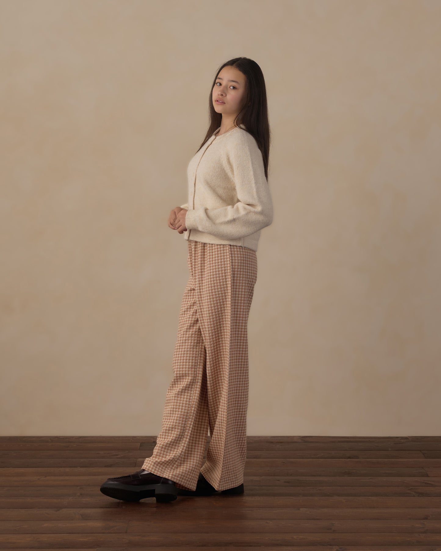 Teen Wide Leg Pant Fawn Gingham - Rylee + Cru | Kids Clothes | Trendy Baby Clothes | Modern Infant Outfits |