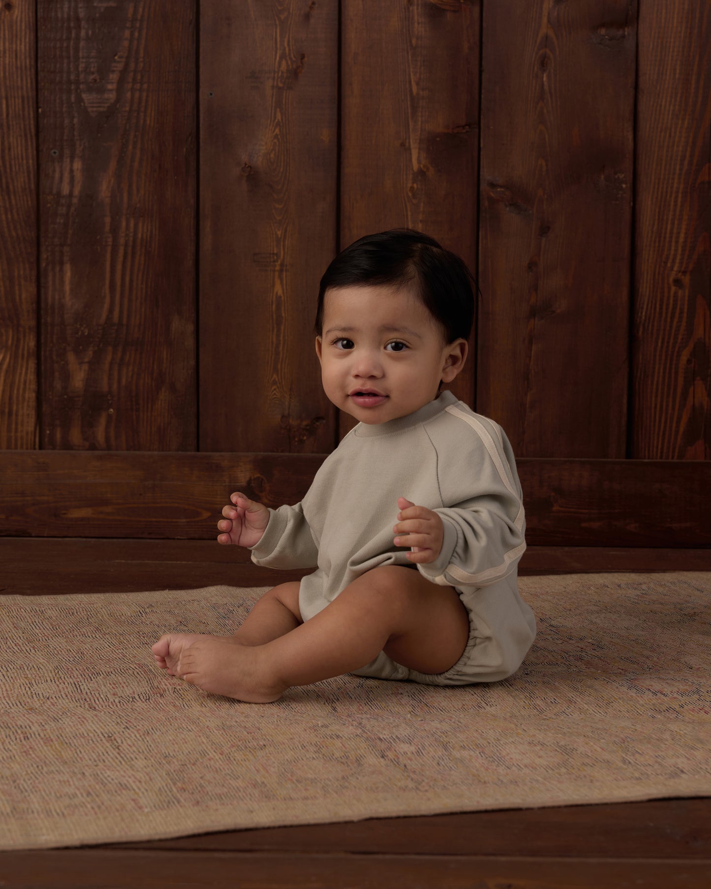 Crew Neck Romper Sage - Rylee + Cru | Kids Clothes | Trendy Baby Clothes | Modern Infant Outfits |