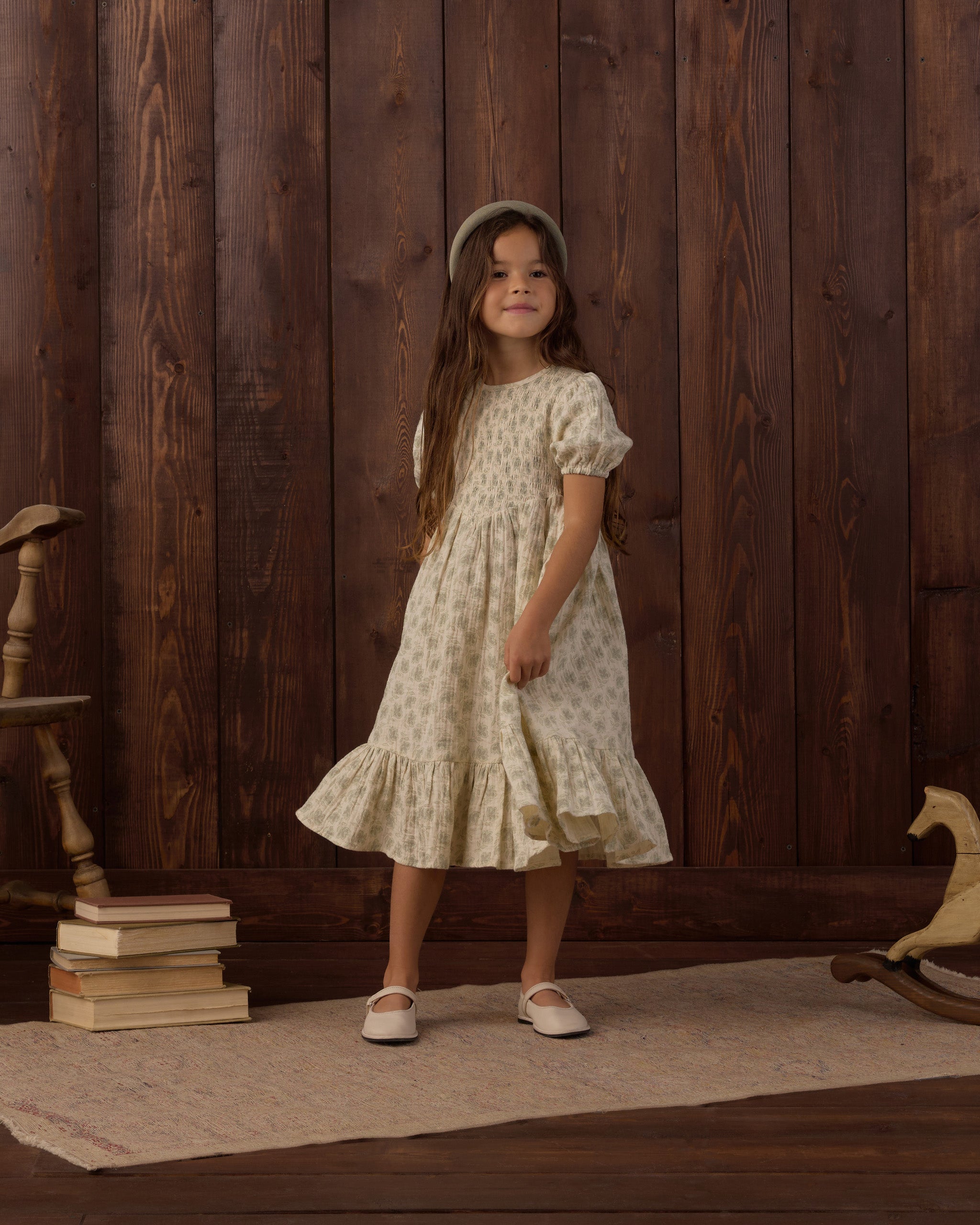 Lydia Dress Green Iris - Rylee + Cru | Kids Clothes | Trendy Baby Clothes | Modern Infant Outfits |