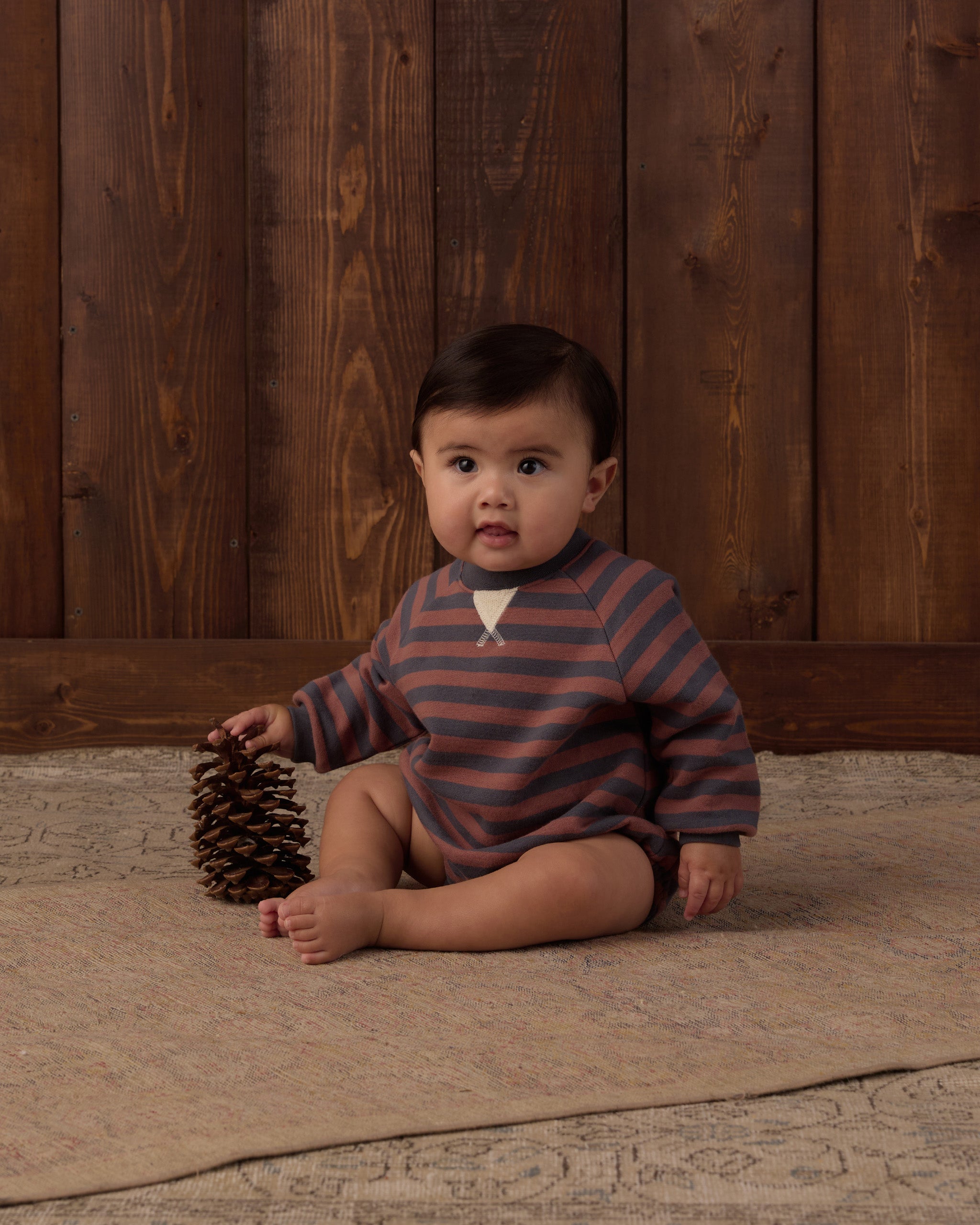 Crew Neck Romper Mulberry Stripe - Rylee + Cru | Kids Clothes | Trendy Baby Clothes | Modern Infant Outfits |
