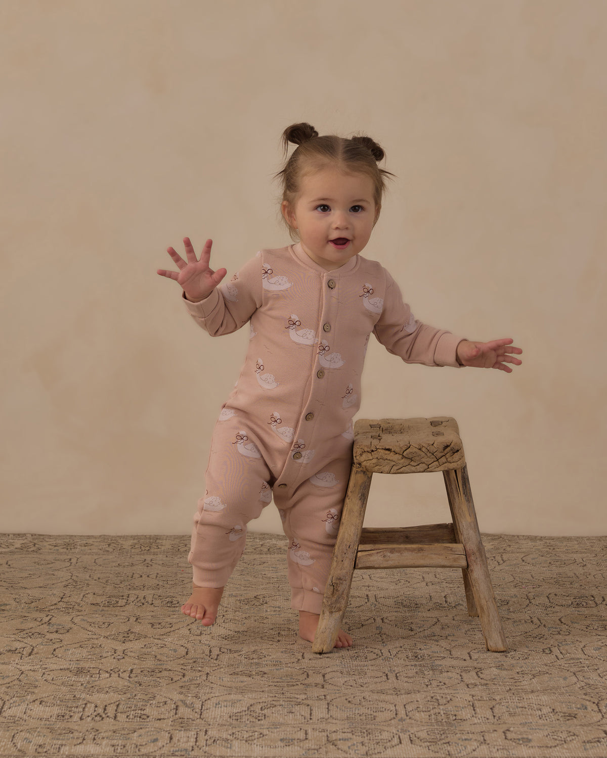 Button Down Jumpsuit Swans - Rylee + Cru | Kids Clothes | Trendy Baby Clothes | Modern Infant Outfits |