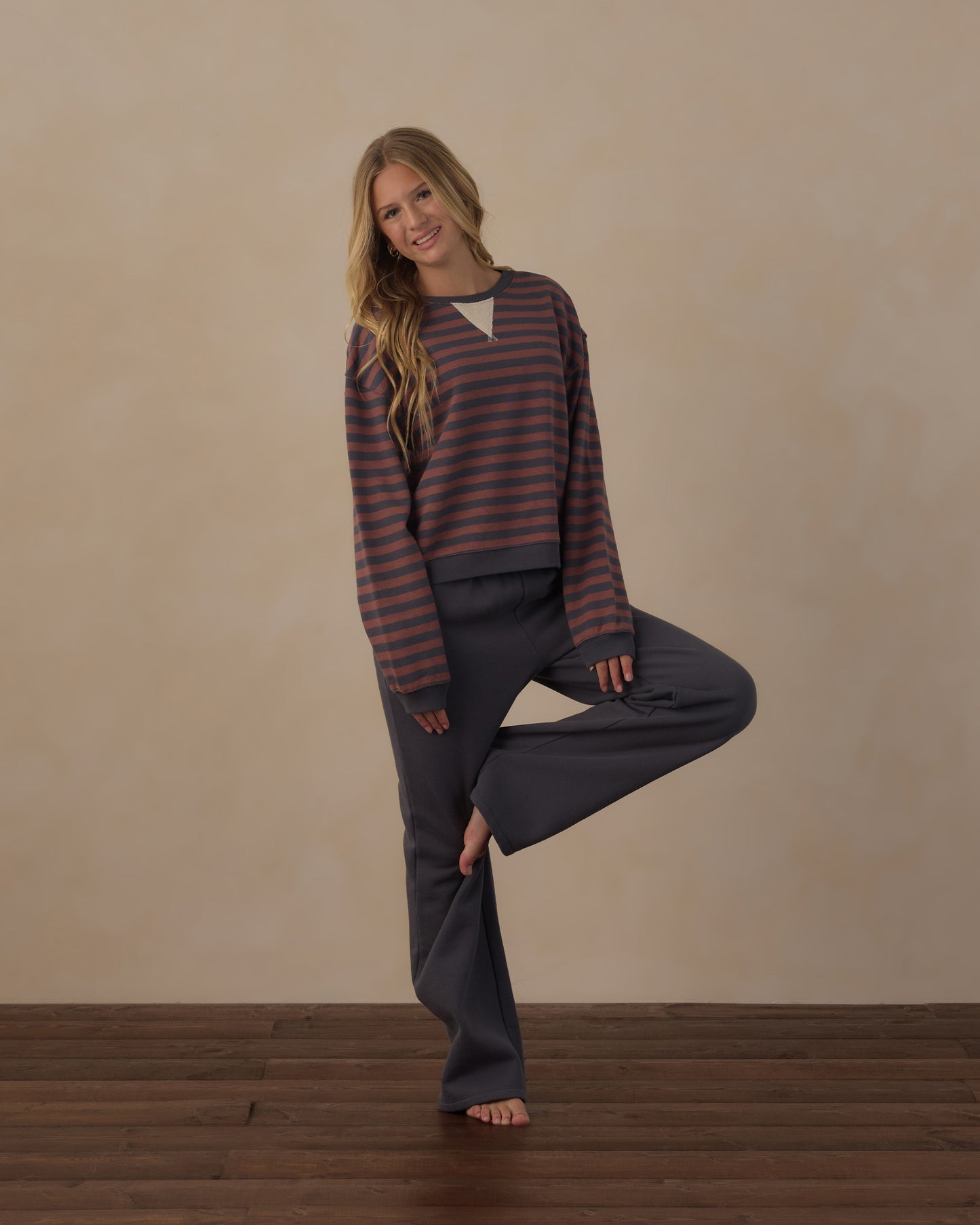 Teen Oversized Crew Sweatshirt Mulberry Stripe - Rylee + Cru | Kids Clothes | Trendy Baby Clothes | Modern Infant Outfits |