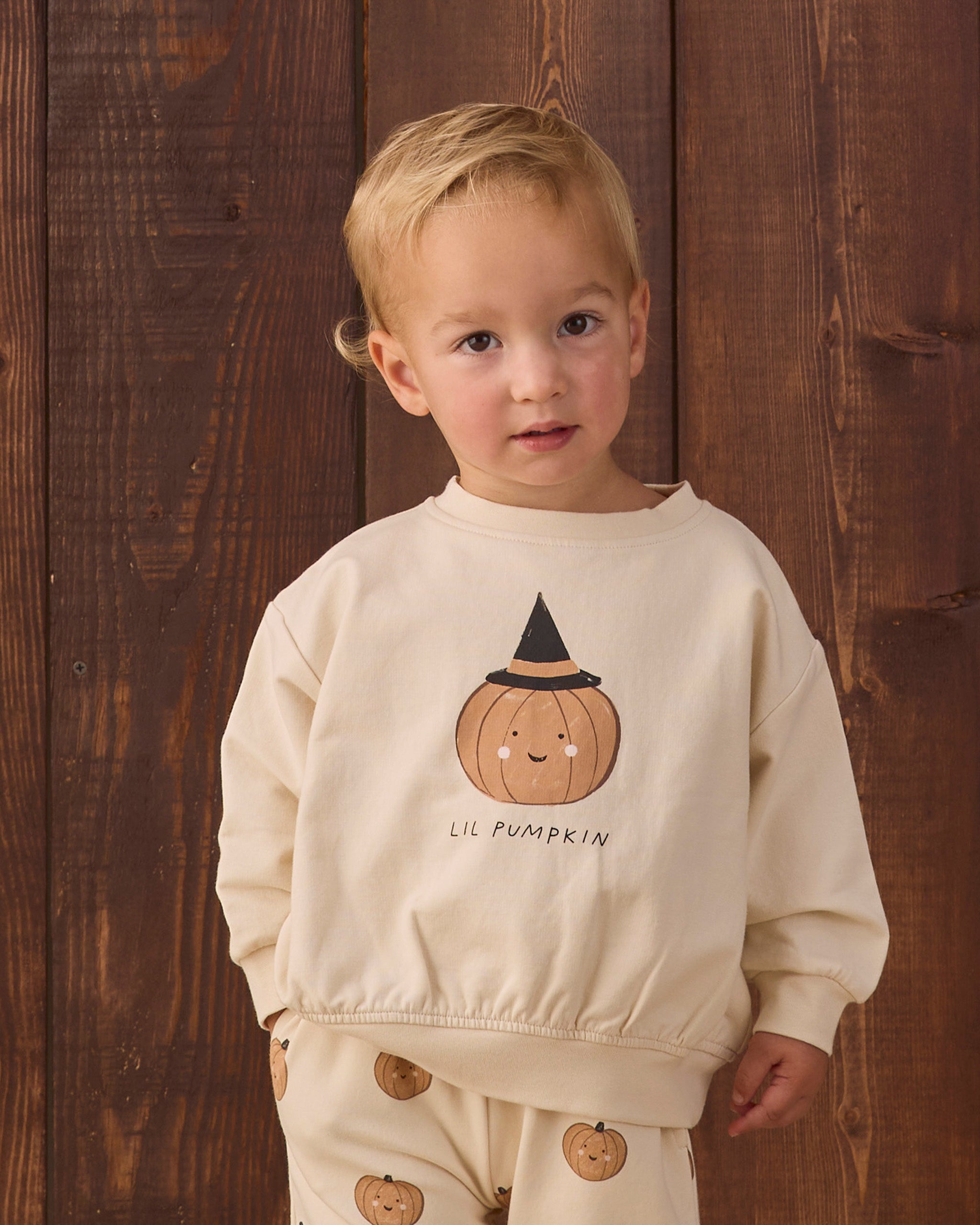 Relaxed Fleece Sweatshirt Lil Pumpkin - Rylee + Cru | Kids Clothes | Trendy Baby Clothes | Modern Infant Outfits |